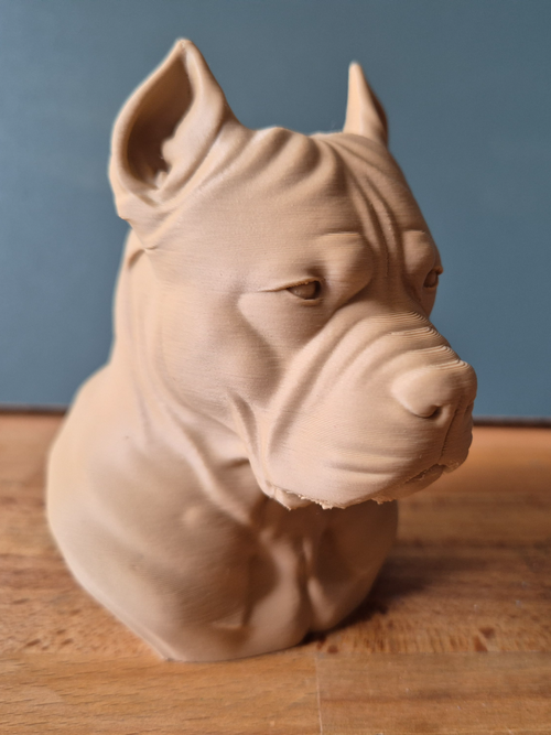 Buste de Pitbull Terrier – Sculpture de Chien Réaliste en Impression 3D – Décoration Intérieure – Cadeau pour Amoureux des Chiens