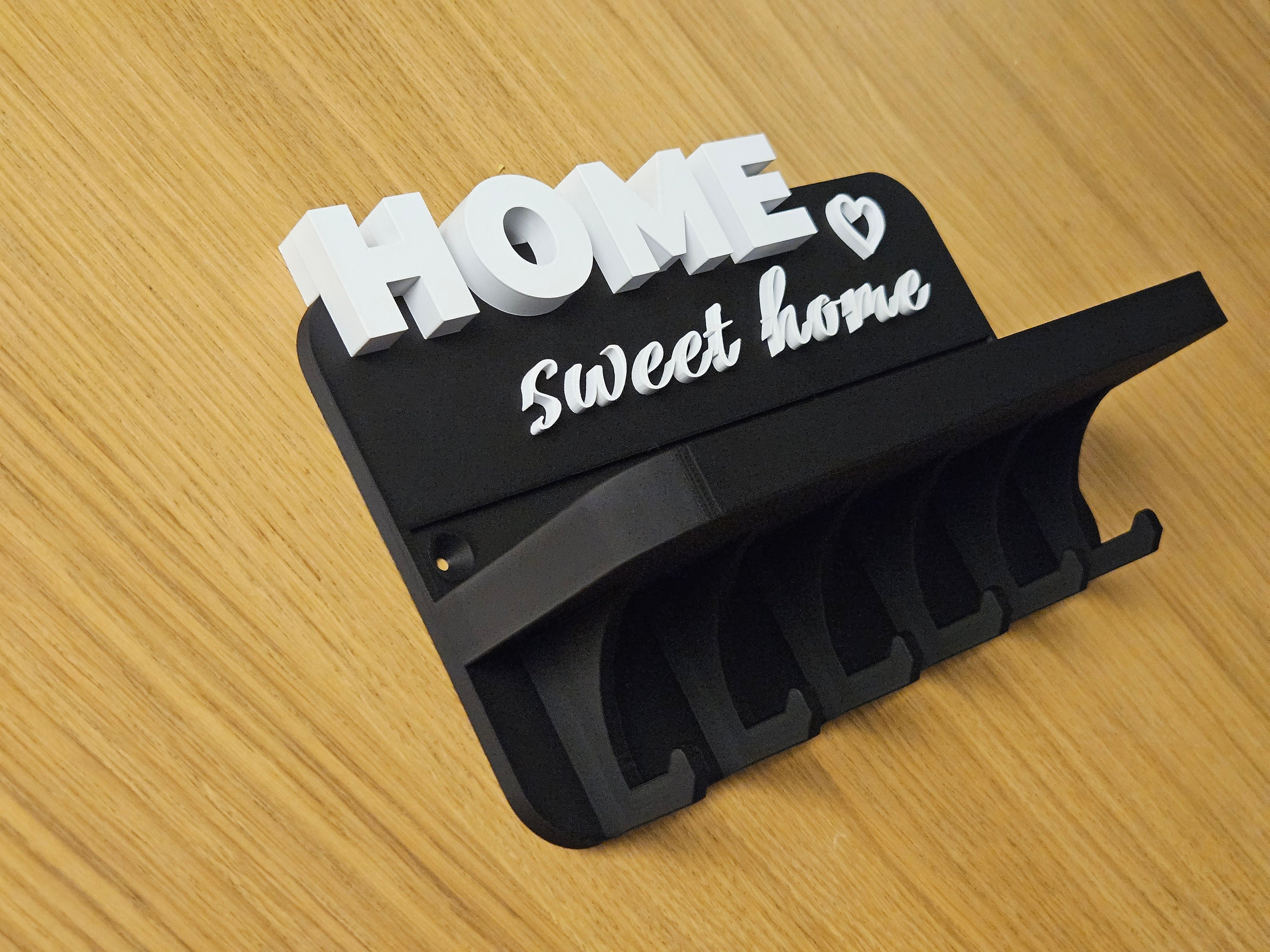 Porte-clés mural HOME Sweet Home avec étagère – Organisateur de clés imprimé en 3D – Décoration entrée moderne