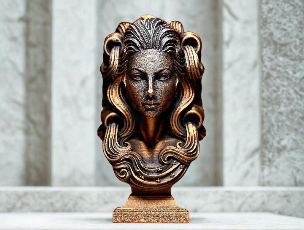 Aquarius Zodiac Sculpture – Astrology Decor – Aquarius Statue – Spiritual Home Decor – 3D Printed Bronze Effect – Unique Gift