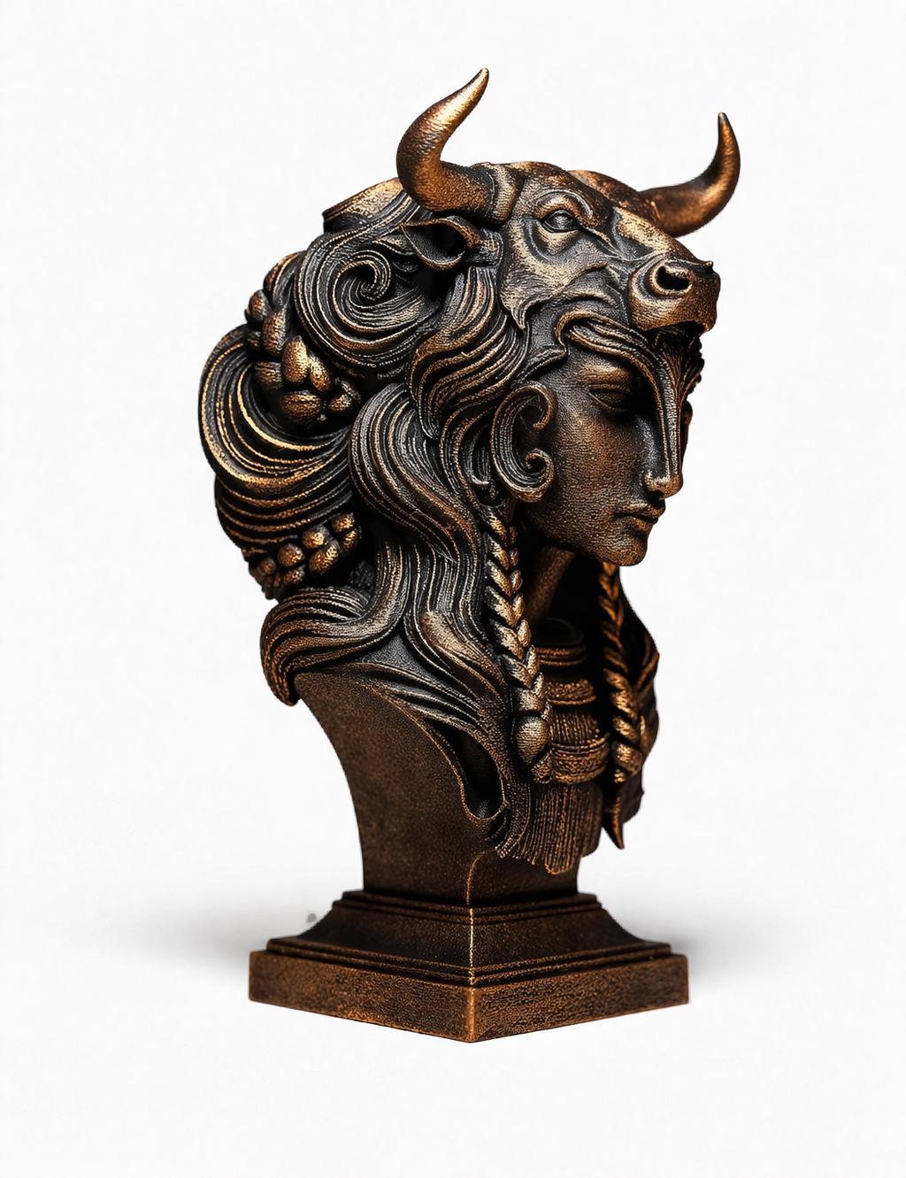 Statue  Taureau astrologie – déco zodiac effet bronze – sculpture 3D artisanale – idée cadeau astrologie