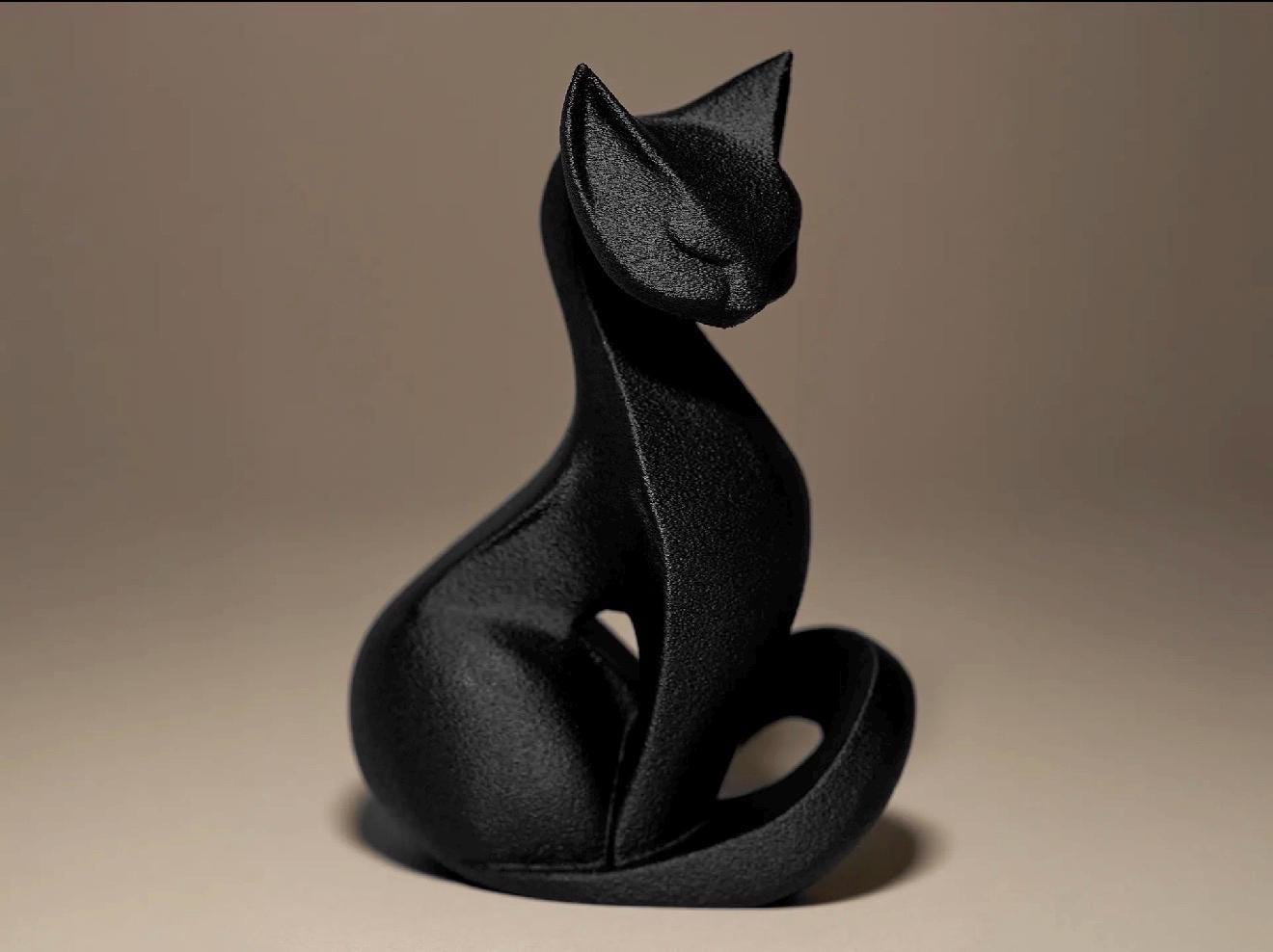 Black Cat Sculpture – Minimalist Cat Decor – Modern Cat Statue – Gothic Home Decor – 3D Printed – Unique Gift