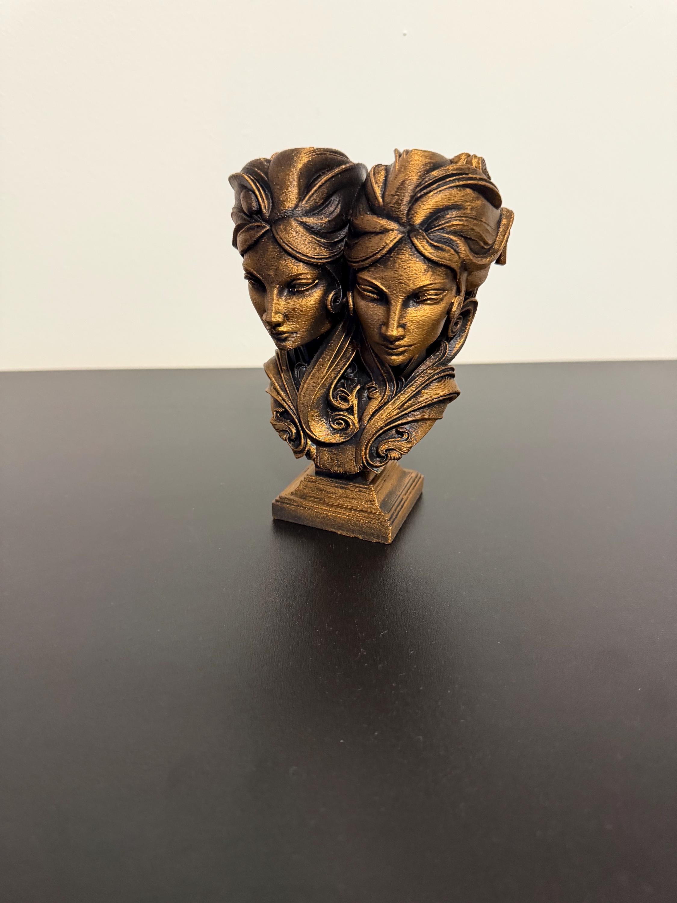Gémeaux  Zodiac Sculpture – Astrology Decor – Twin Sign Statue – Spiritual Home Decor – 3D Printed Bronze Effect – Unique Gift