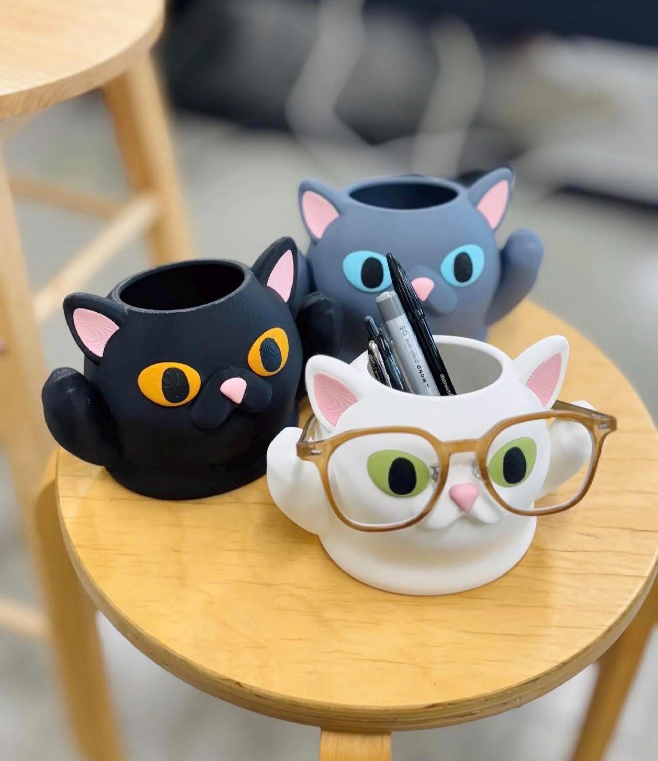 Pot à stylos chat – rangement bureau original