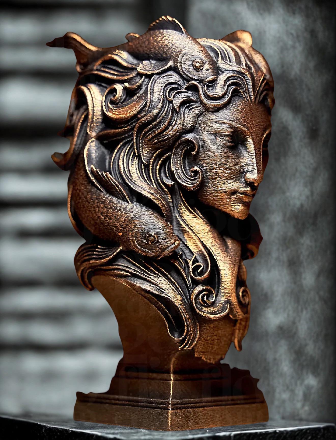 Pisces Zodiac Sculpture – Koi Fish Decor – Astrology Sign Statue – Spiritual Home Decor – 3D Printed Bronze Effect – Unique Gift