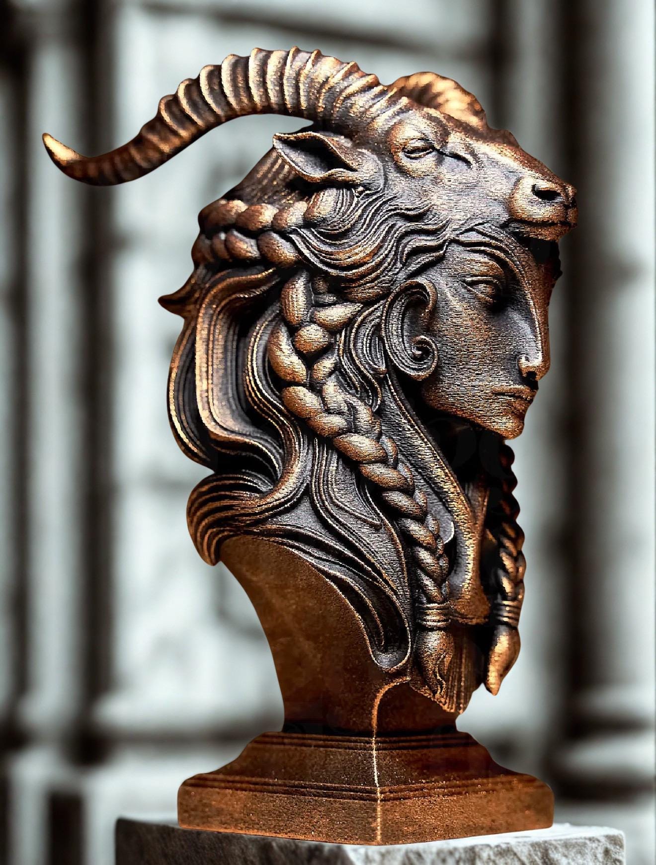 Capricorn Zodiac Sculpture – Astrology Decor – Capricorn Statue – Spiritual Home Decor – 3D Printed Bronze Effect – Unique Gift