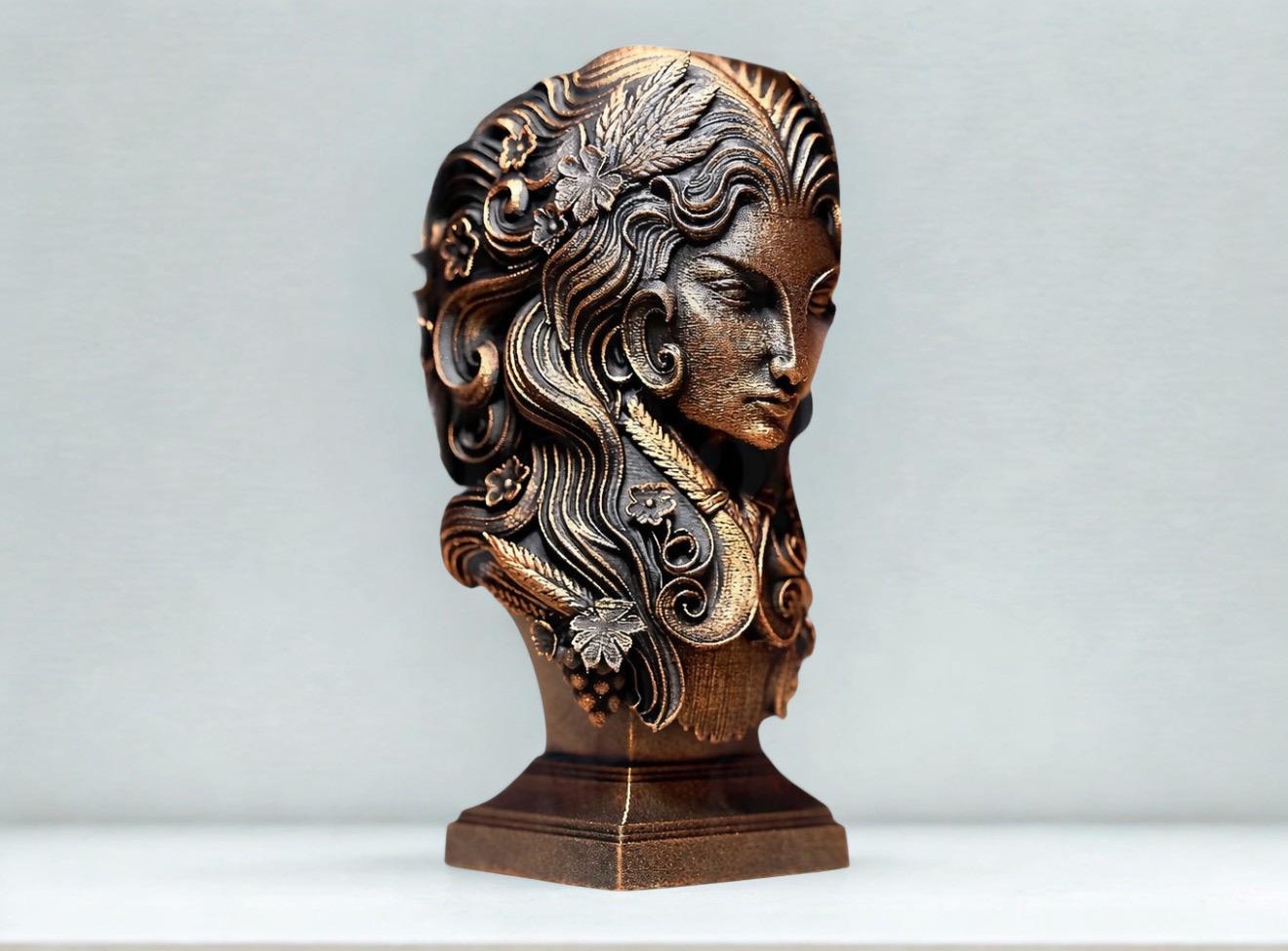 Statue  Vierge   astrologie – déco zodiac effet bronze – sculpture 3D artisanale – idée cadeau astrologie