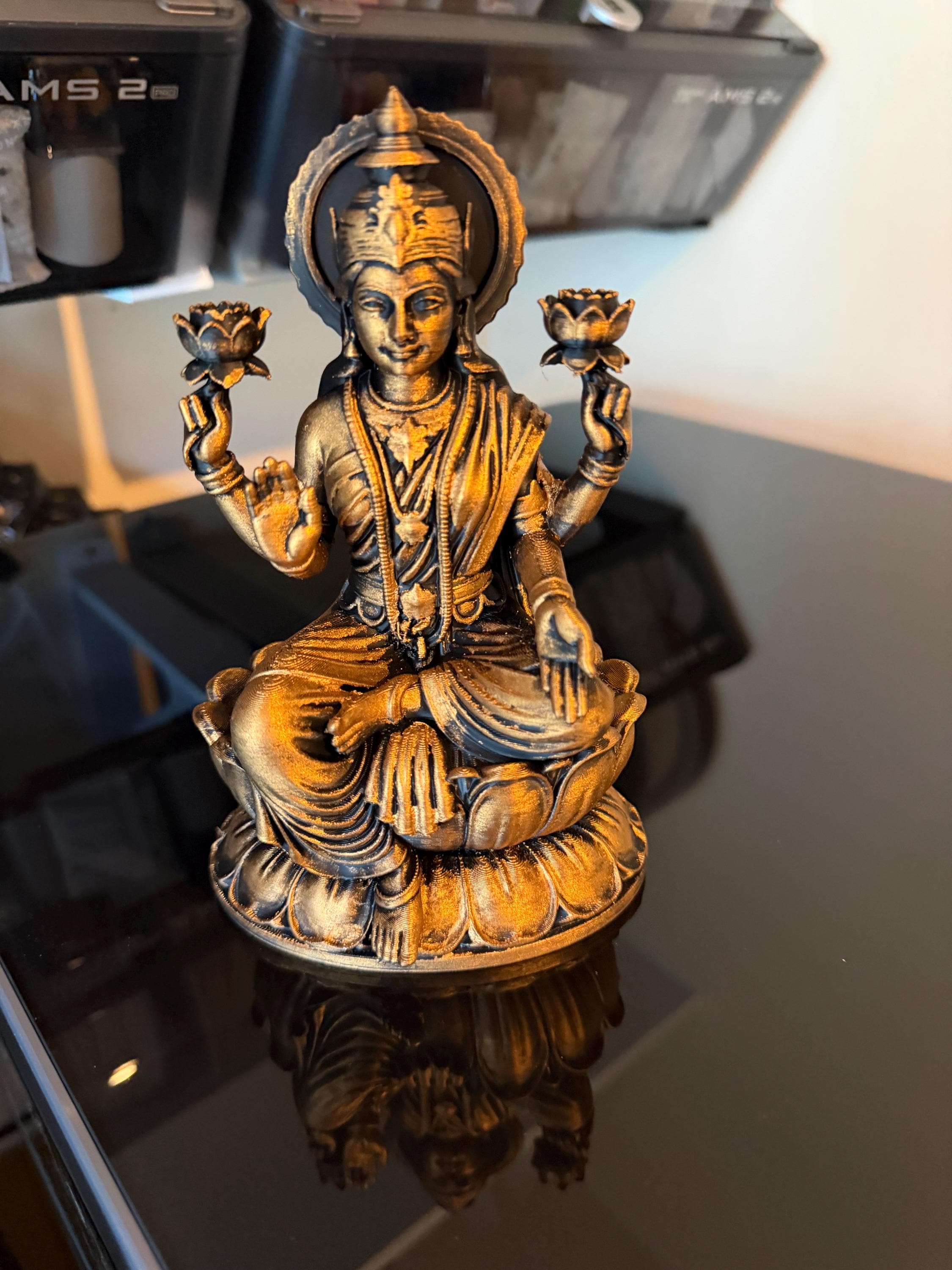 Lakshmi Statue – Hindu Goddess Decor – Spiritual Home Decor – Meditation Decor – 3D Printed Sculpture – Prosperity Gift