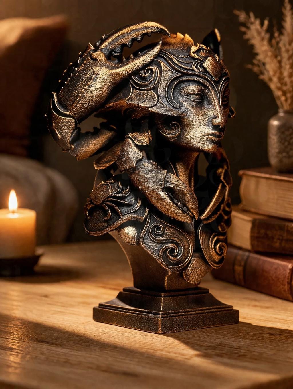 Cancer Zodiac Statue – Astrology Decor – Zodiac Sculpture – Spiritual Home Decor – 3D Printed Statue – Cancer Gift Idea
