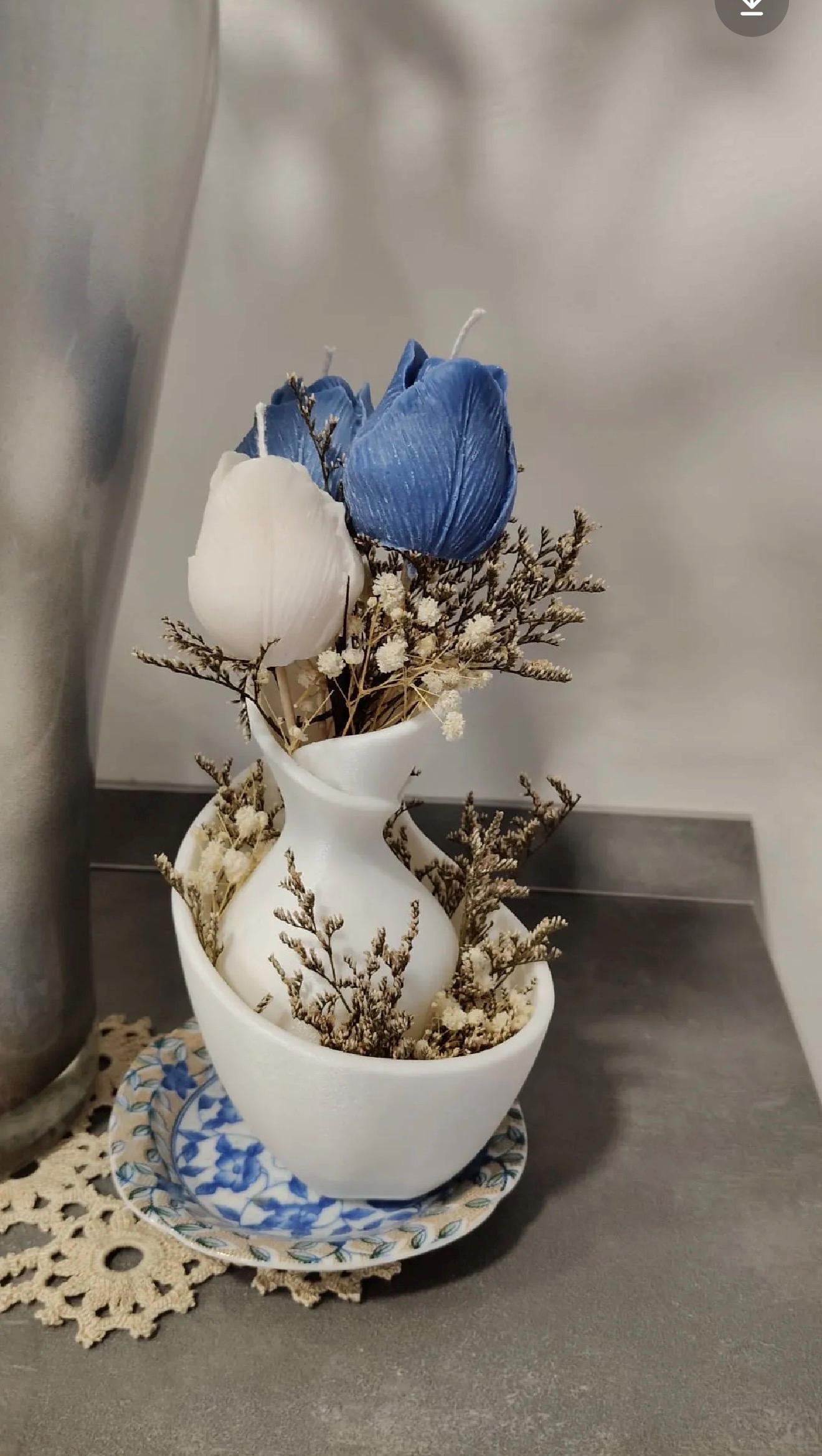 Vase design moderne minimaliste | Vase décoratif fleurs séchées | Décoration salon | Idée cadeau déco tendance | Vase imprimé 3D