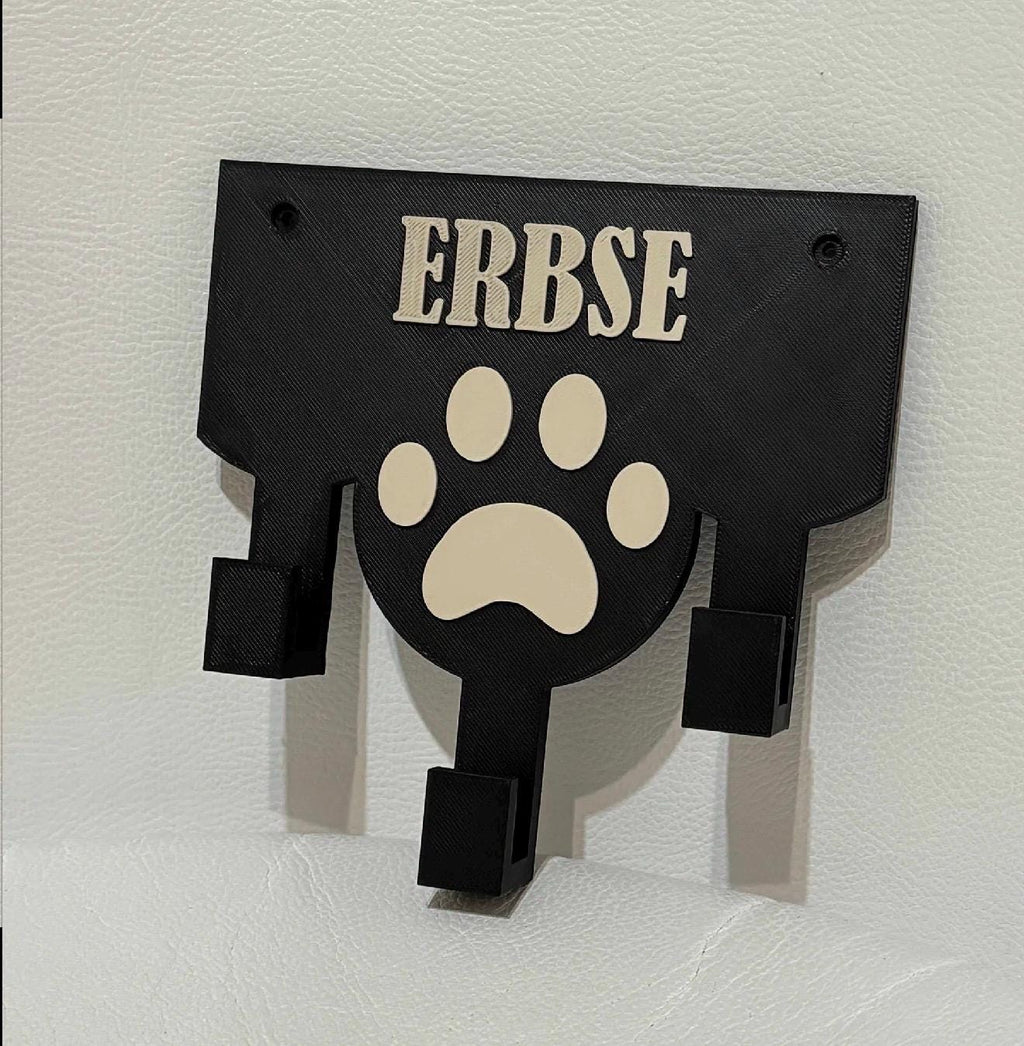 Porte laisse chien personnalisé – Support mural laisse & harnais – Accroche laisse design – Cadeau chien – Décoration entrée – Impression 3D