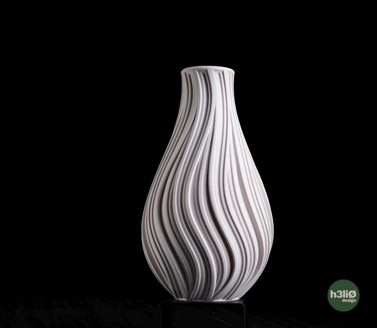 Vase design moderne ondulé – Décoration intérieure minimaliste – Vase imprimé 3D – Objet déco élégant – Idée cadeau