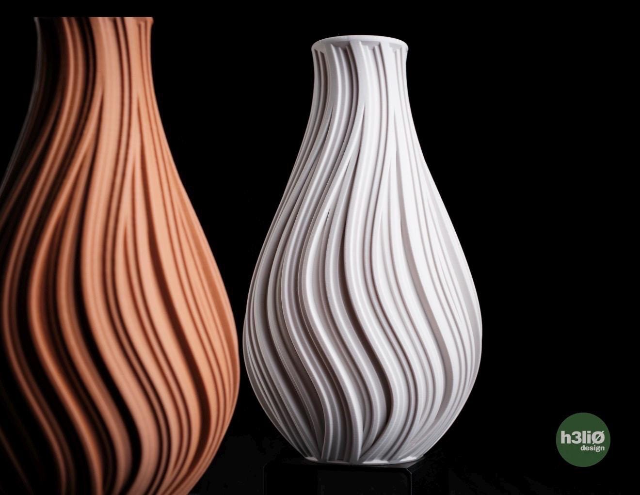 Vase design moderne ondulé – Décoration intérieure minimaliste – Vase imprimé 3D – Objet déco élégant – Idée cadeau