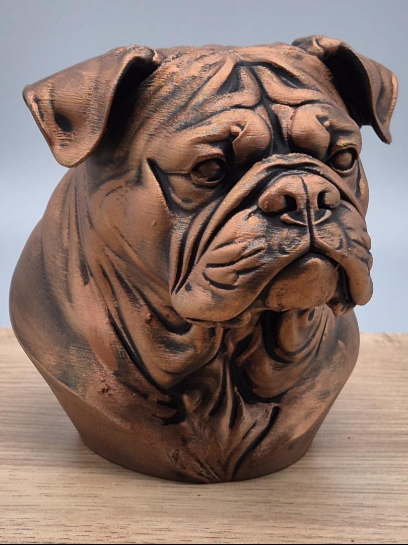Buste bouledogue – Sculpture chien réaliste – Statue décorative moderne – Objet déco original – Idée cadeau amoureux des chiens