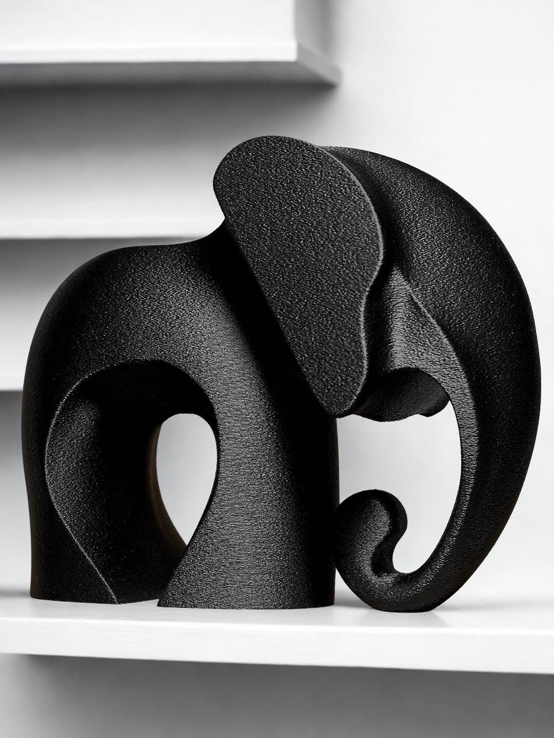 Statue éléphant design moderne – Sculpture minimaliste noire – Décoration contemporaine élégante