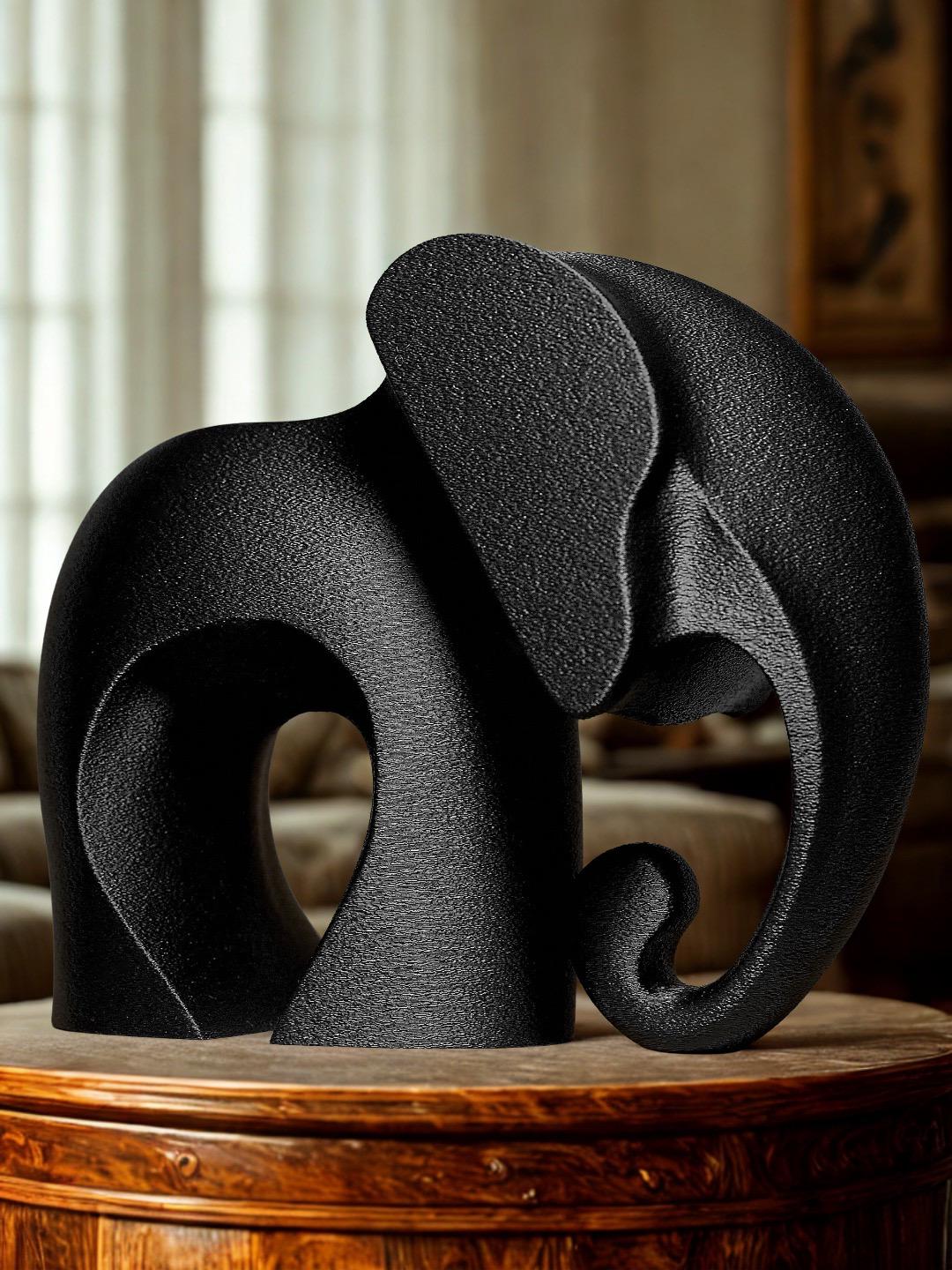 Statue éléphant design moderne – Sculpture minimaliste noire – Décoration contemporaine élégante