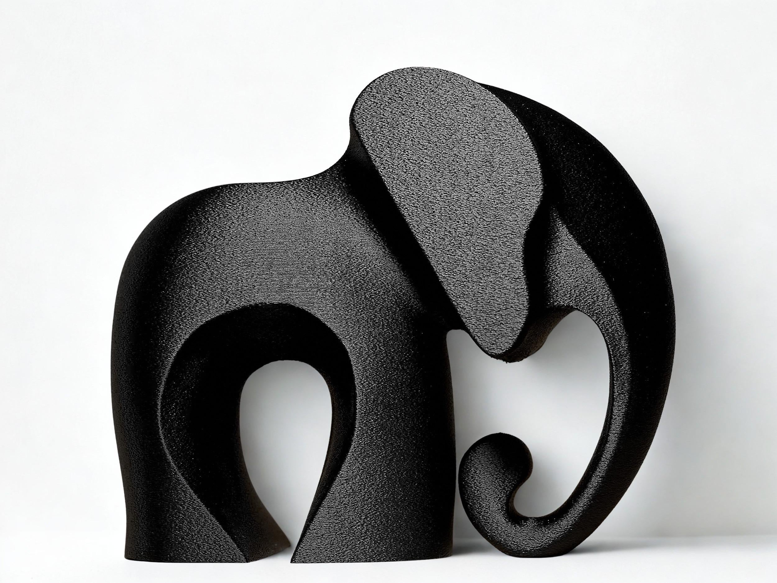 Statue éléphant design moderne – Sculpture minimaliste noire – Décoration contemporaine élégante