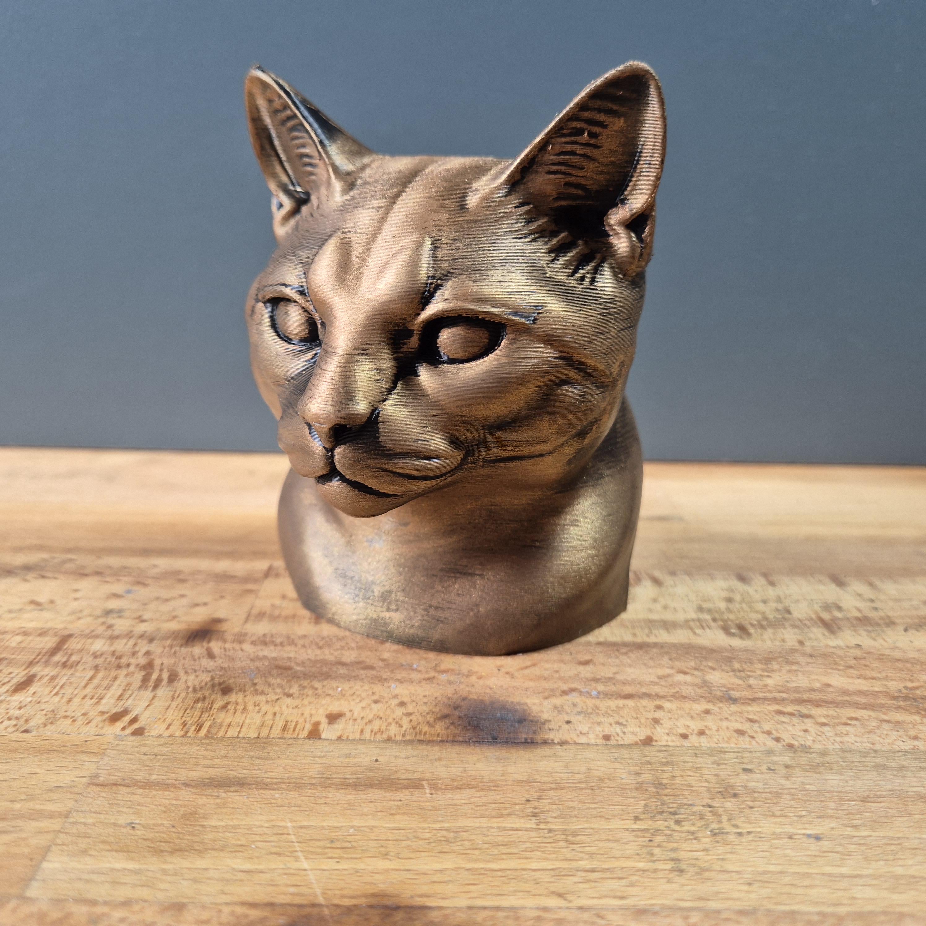 Buste de chat européen – Sculpture décorative moderne finition bronze antique | Statue design