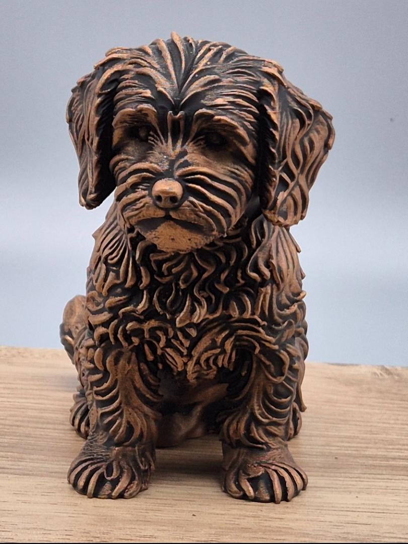Statue chien Maltipoo – Sculpture décorative effet bronze – Chien design moderne – Idée cadeau amoureux des chiens