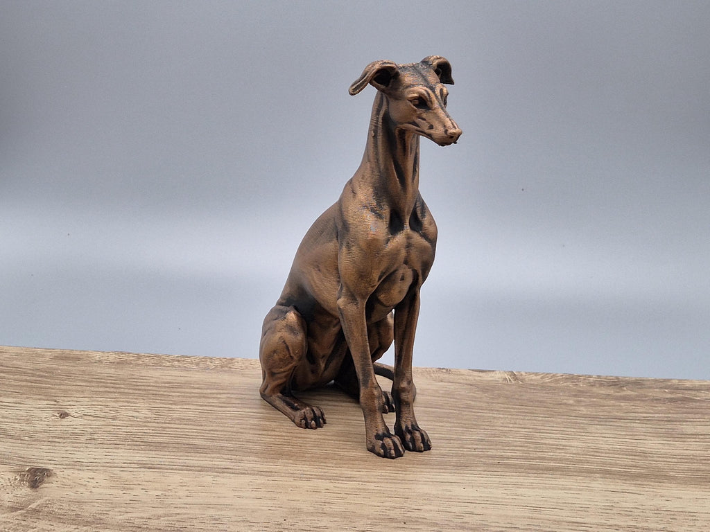 Statue chien lévrier Greyhound 3D – décoration moderne – statuette chien design – idée cadeau chien – effet bronze