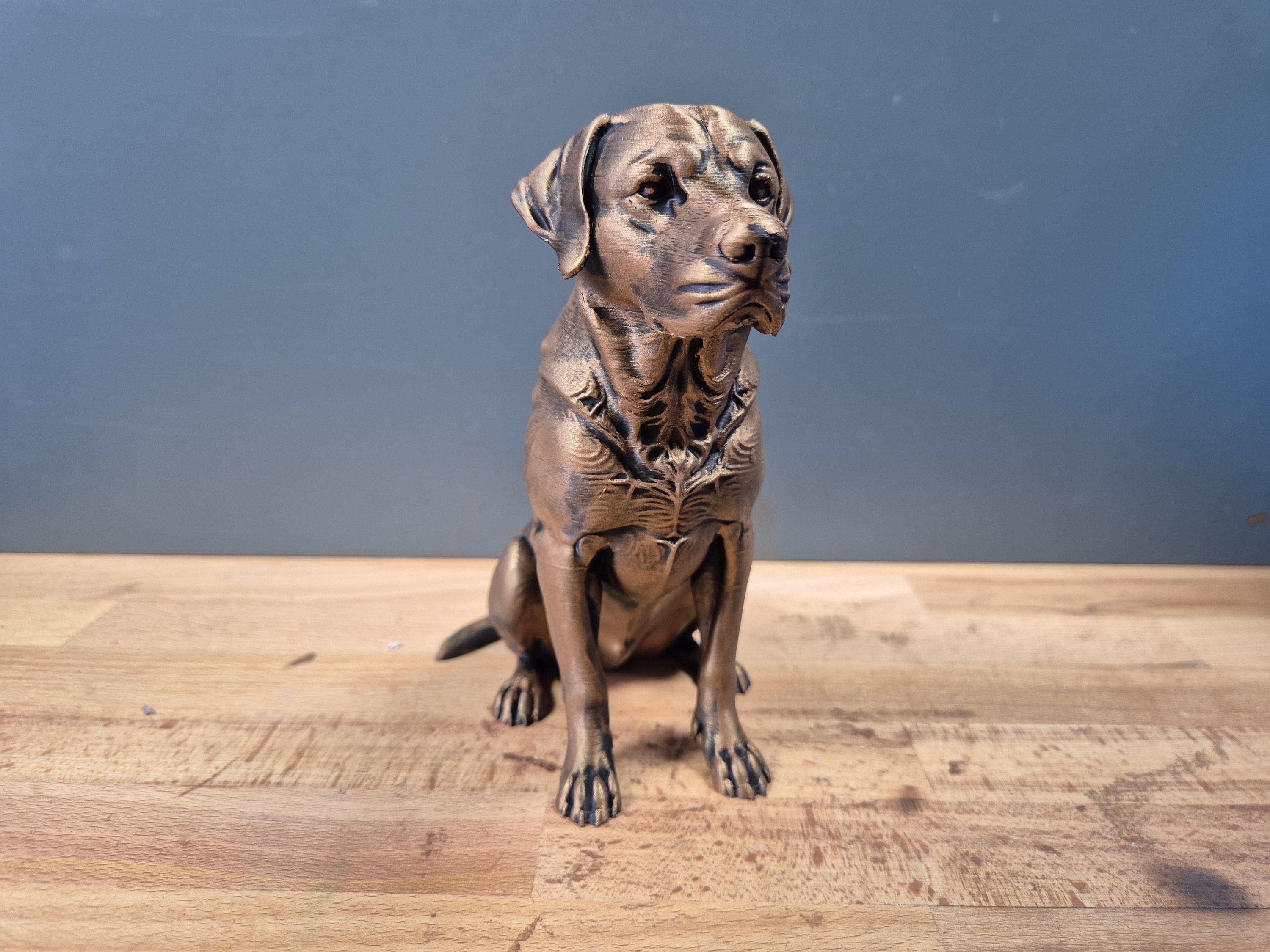 Statue Chien Labrador 3D – Décoration Moderne Effet Bronze – Idée Cadeau Amoureux des Chiens