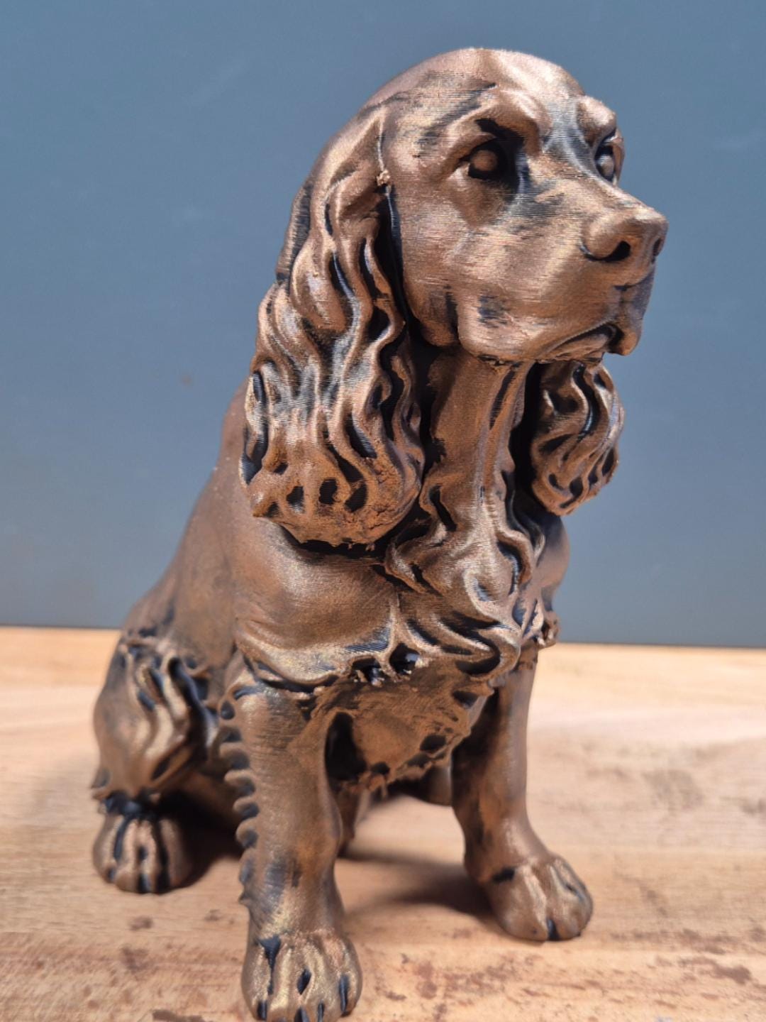 Statue Cocker Spaniel 3D – Décoration Chien Effet Bronze – Cadeau Original Amoureux des Chiens