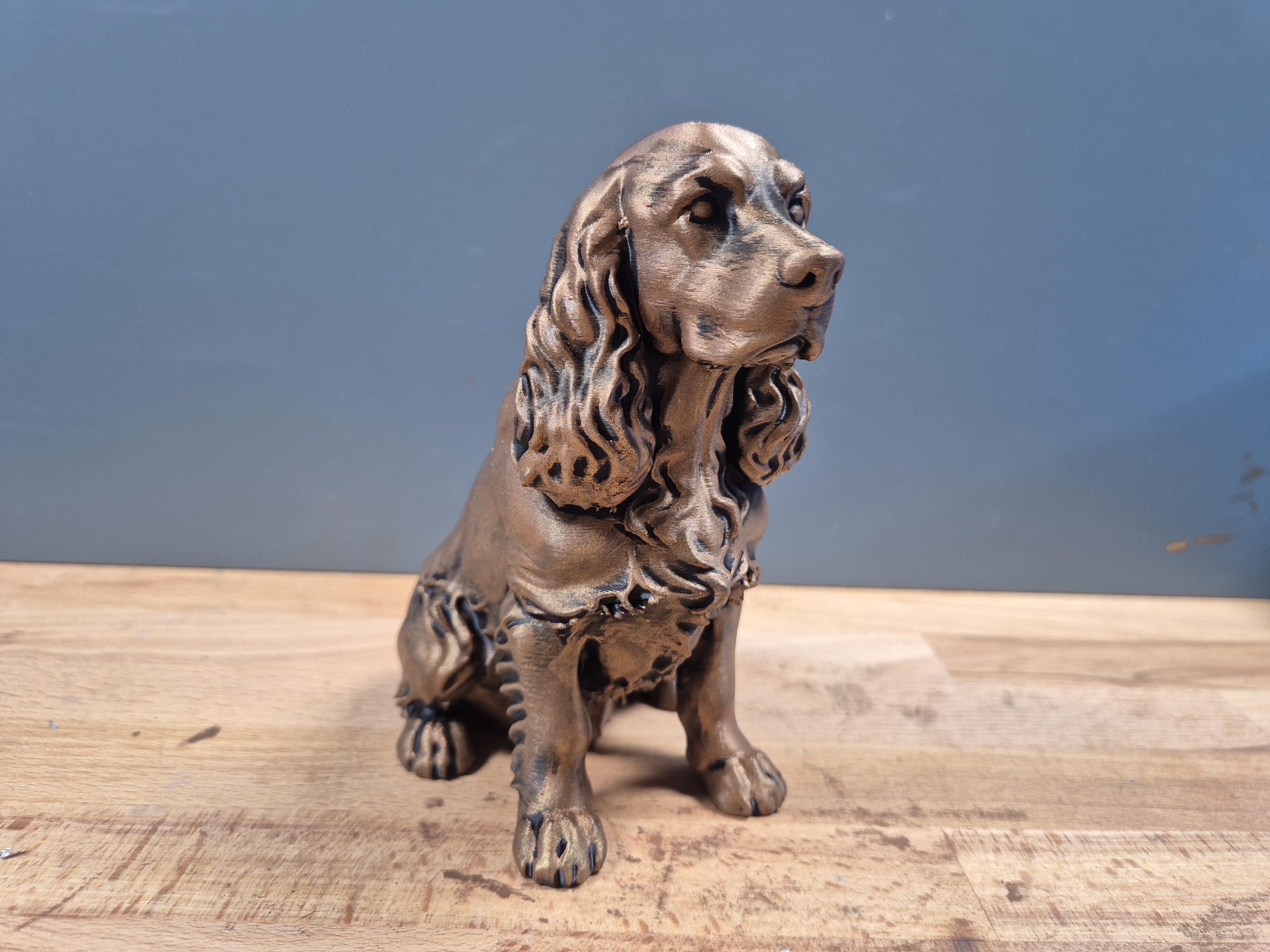 Statue Cocker Spaniel 3D – Décoration Chien Effet Bronze – Cadeau Original Amoureux des Chiens