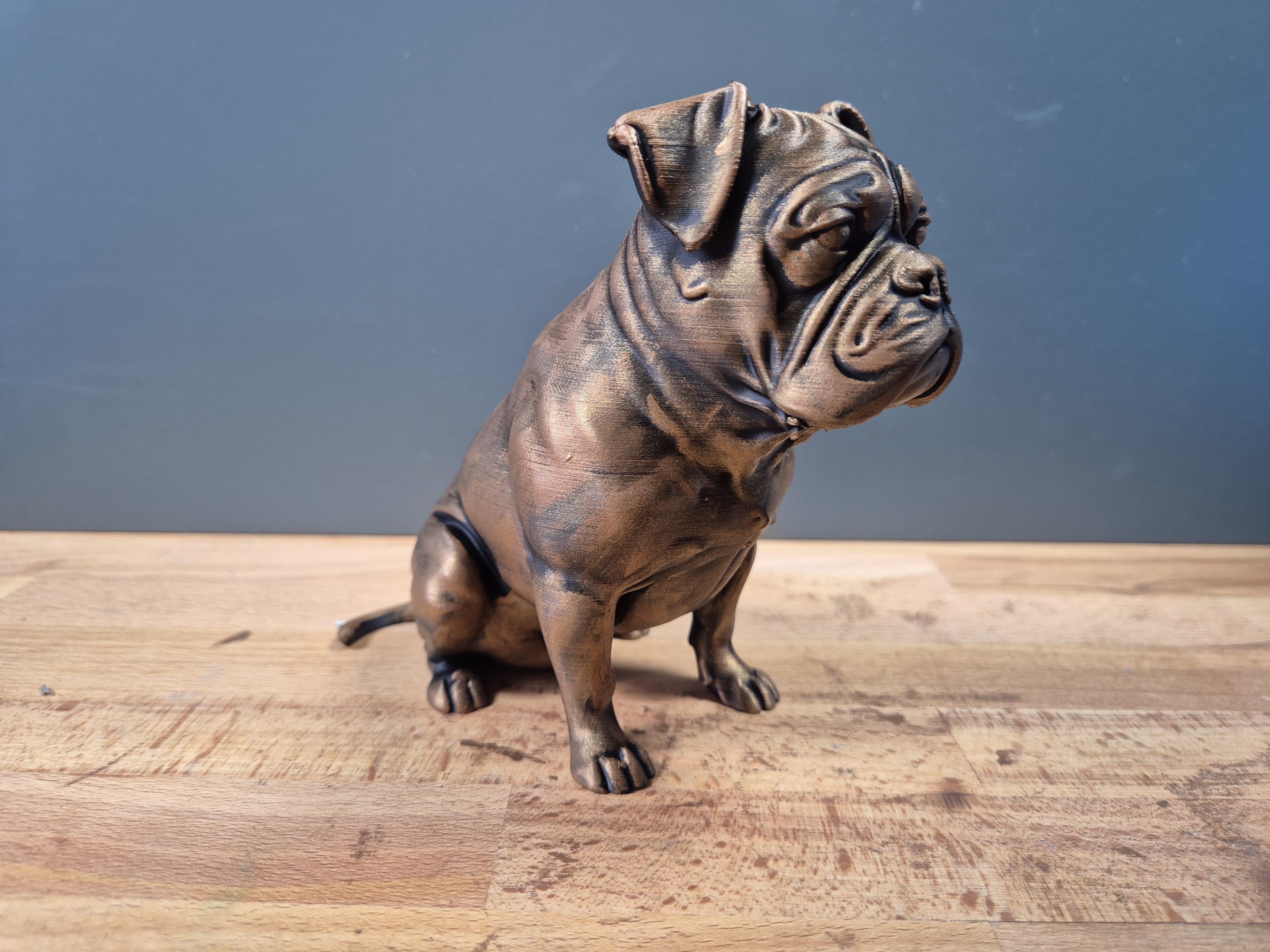 Statue Boxer -Chien décoratif effet bronze – Figurine design 3D – Idée cadeau originale déco maison
