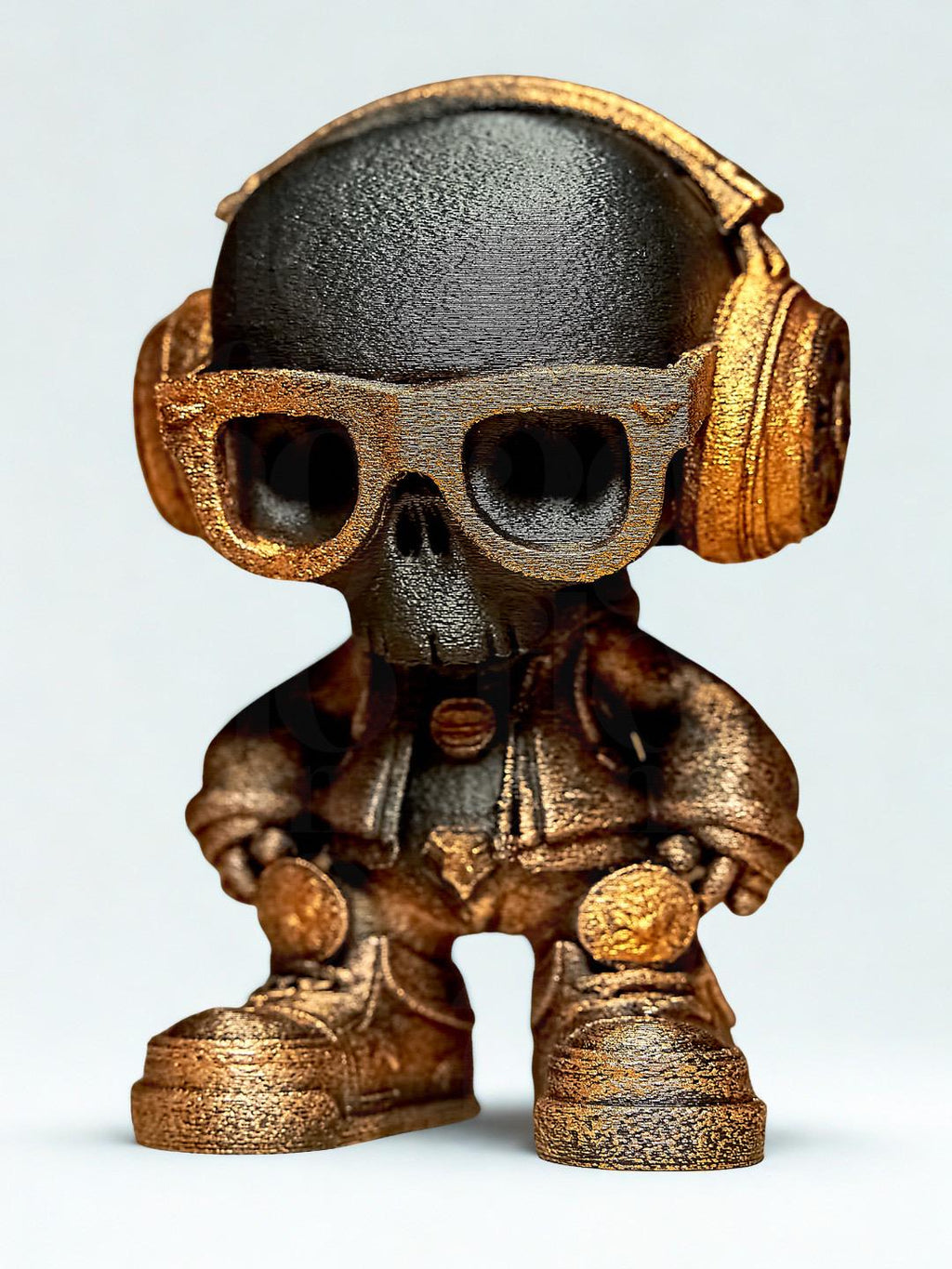 Figurine Skull DJ Bronze – Statue Street Art 3D – Déco Moderne – Idée Cadeau Geek – Objet Design Original