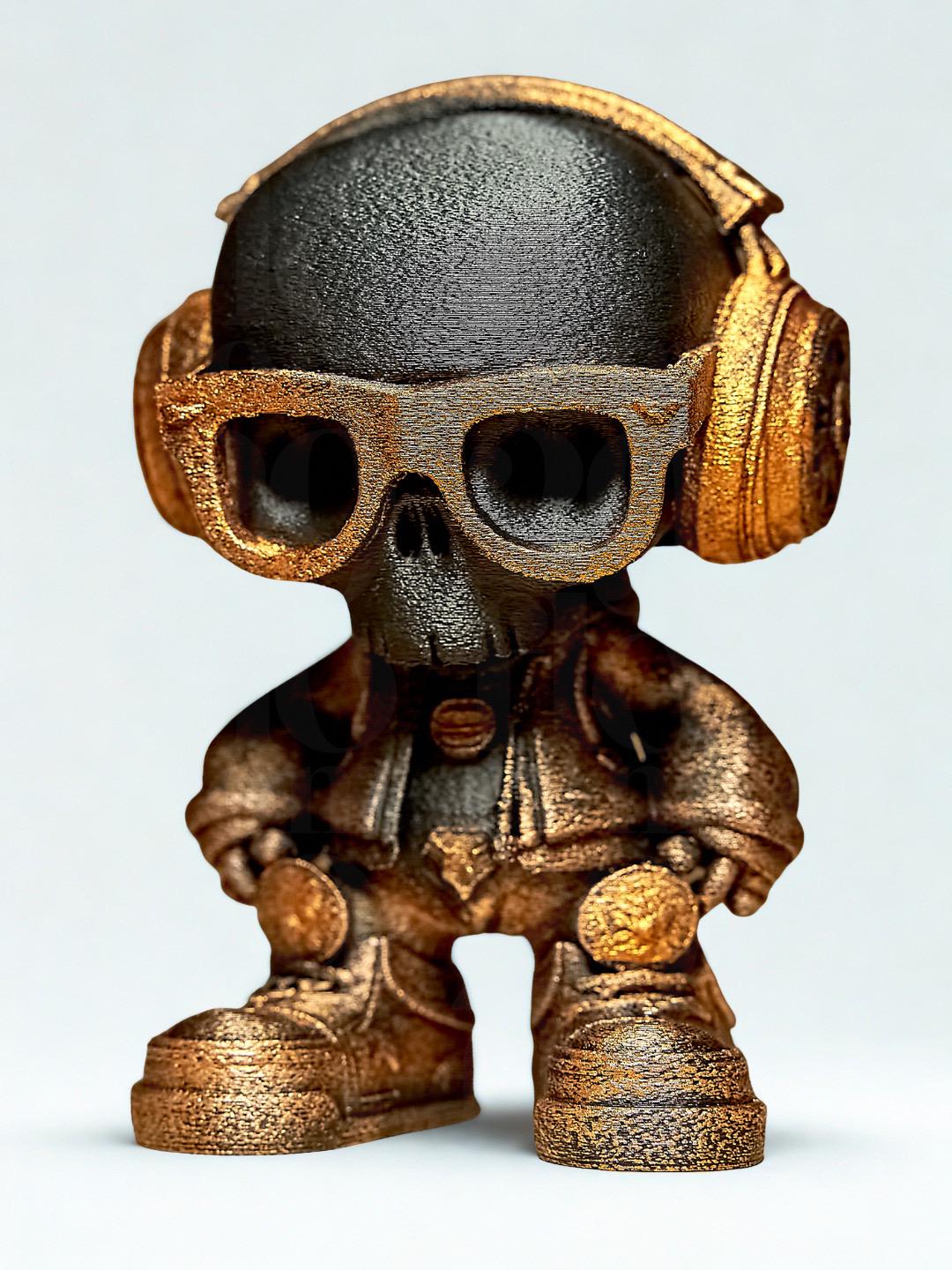 Figurine Skull DJ Bronze – Statue Street Art 3D – Déco Moderne – Idée Cadeau Geek – Objet Design Original