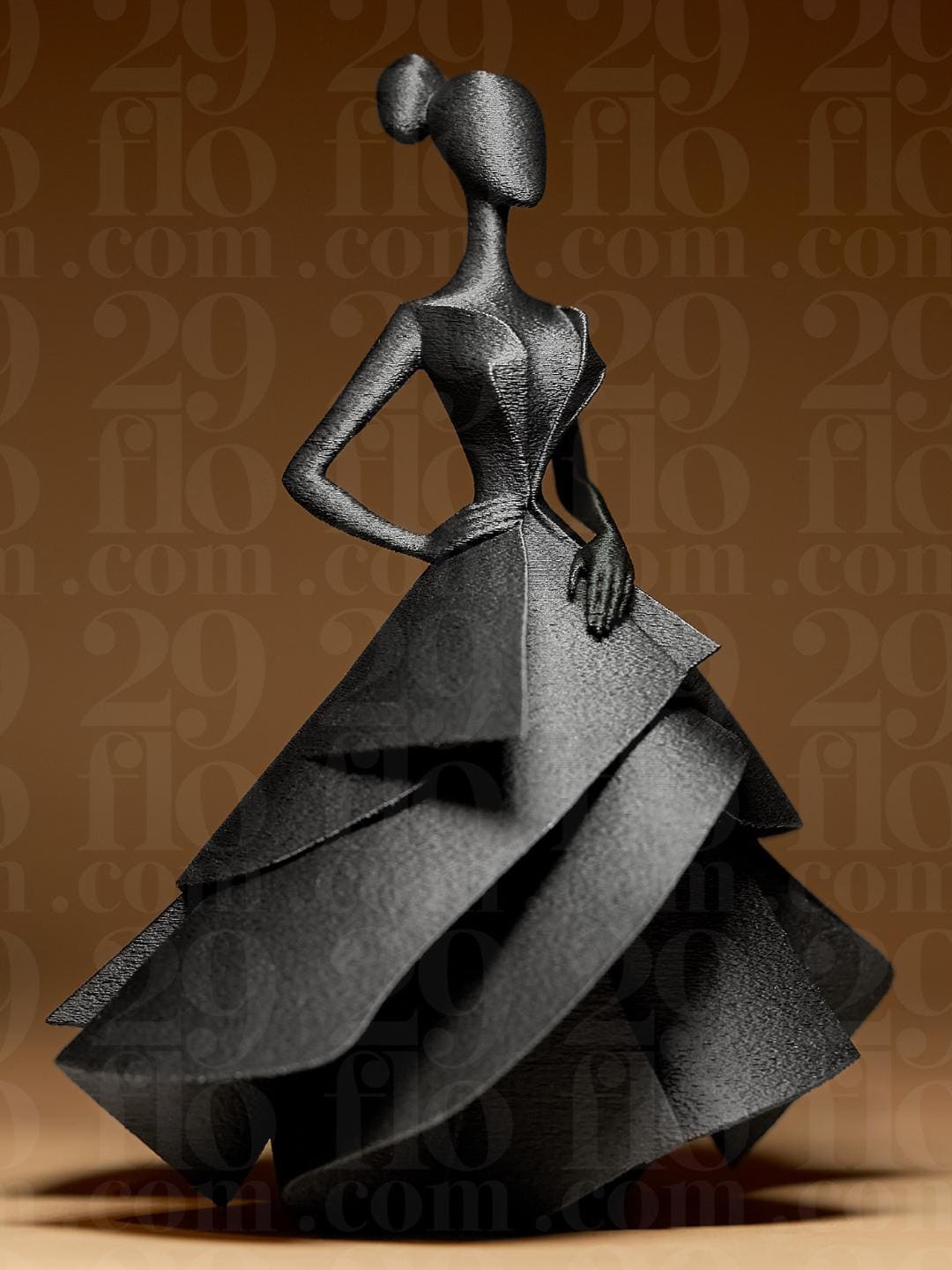 Statue femme élégante moderne – Sculpture design robe fluide – Décoration intérieure minimaliste – Objet déco chic noir