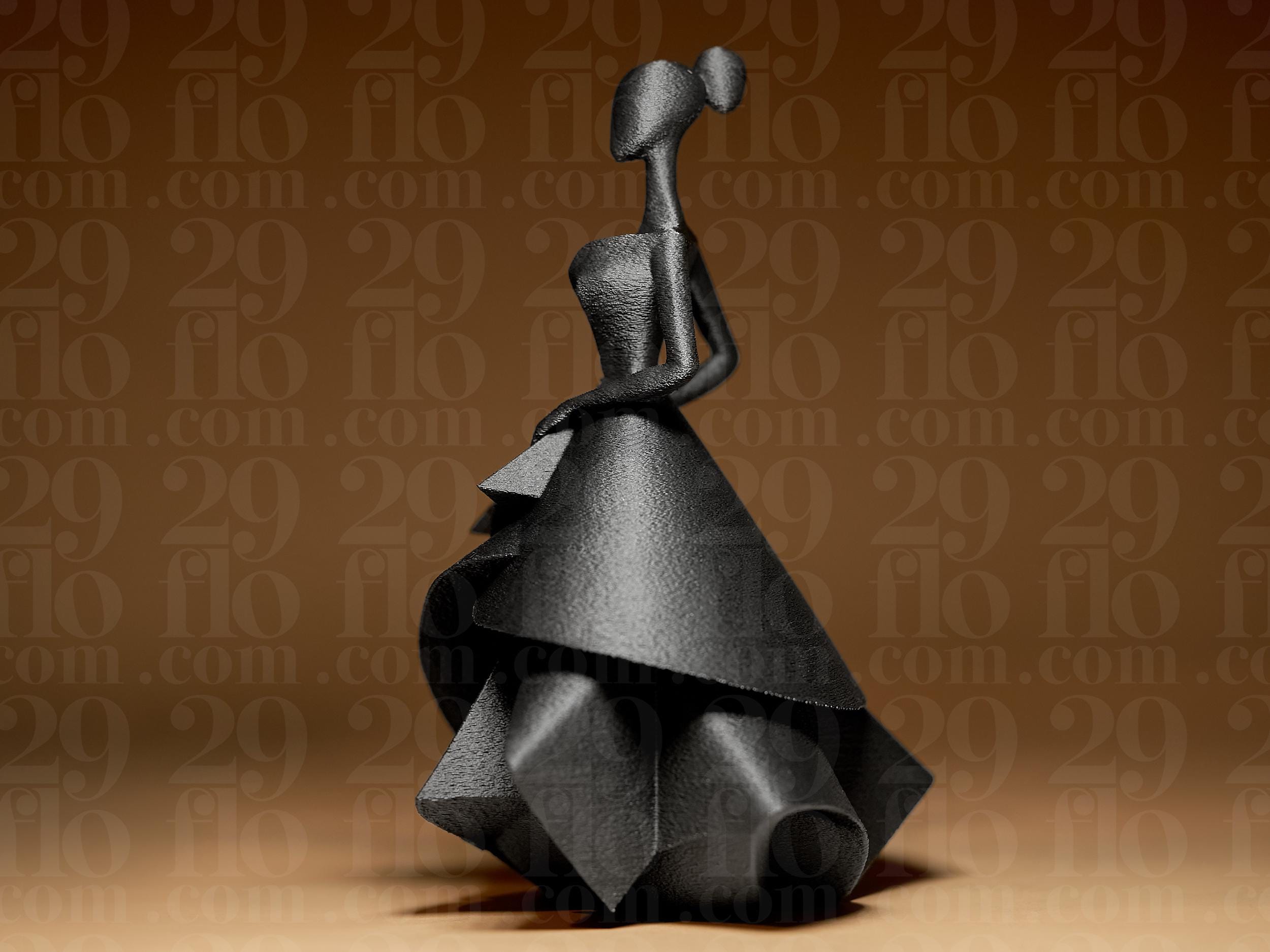 Statue femme élégante moderne – Sculpture design robe fluide – Décoration intérieure minimaliste – Objet déco chic noir