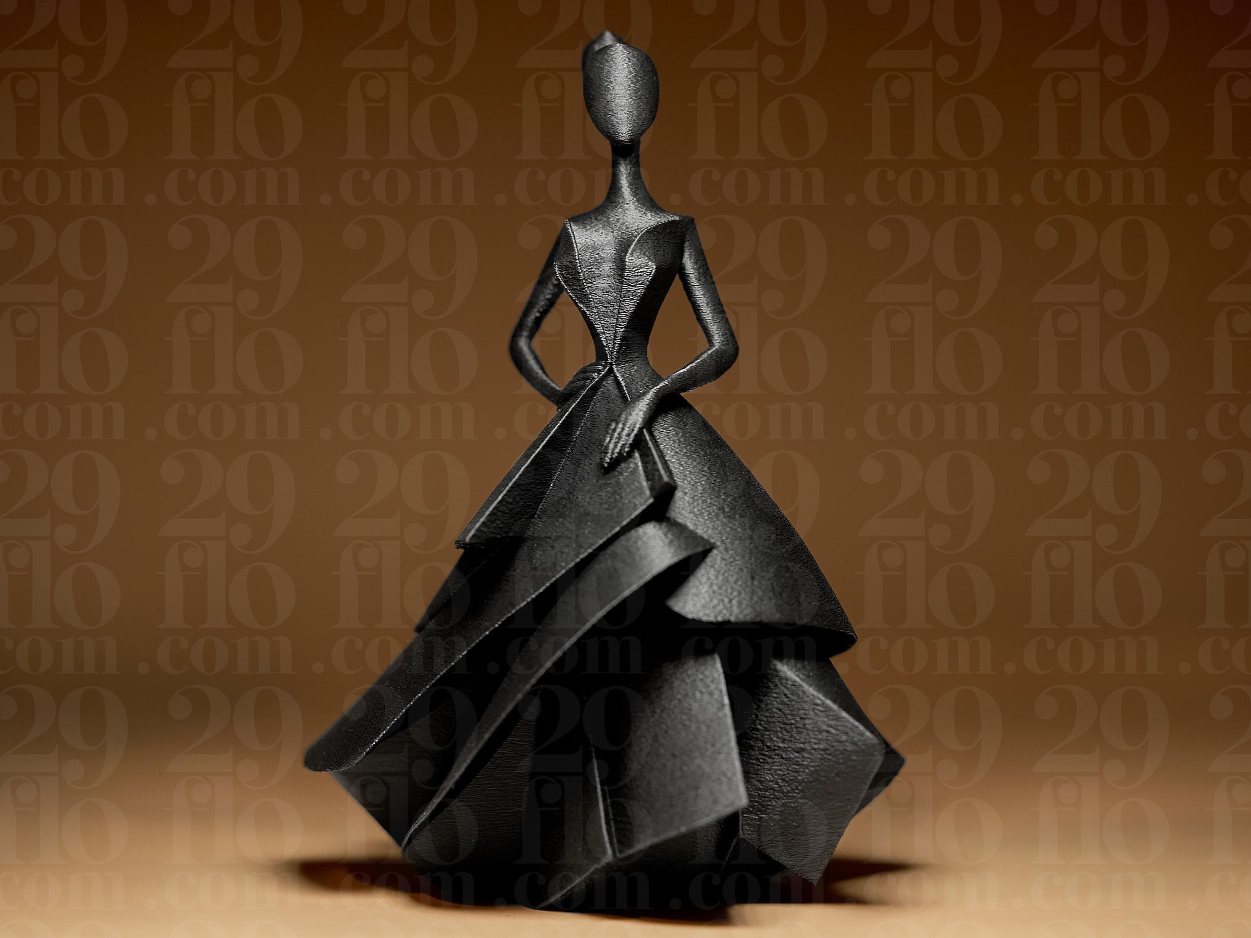 Statue femme élégante moderne – Sculpture design robe fluide – Décoration intérieure minimaliste – Objet déco chic noir