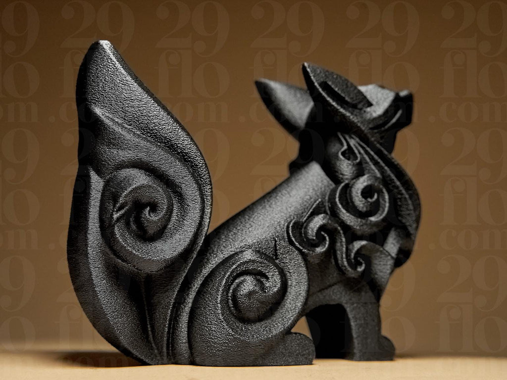 Statue renard décoratif – Sculpture animal design – Objet déco moderne – Renard stylisé noir – Décoration intérieure originale