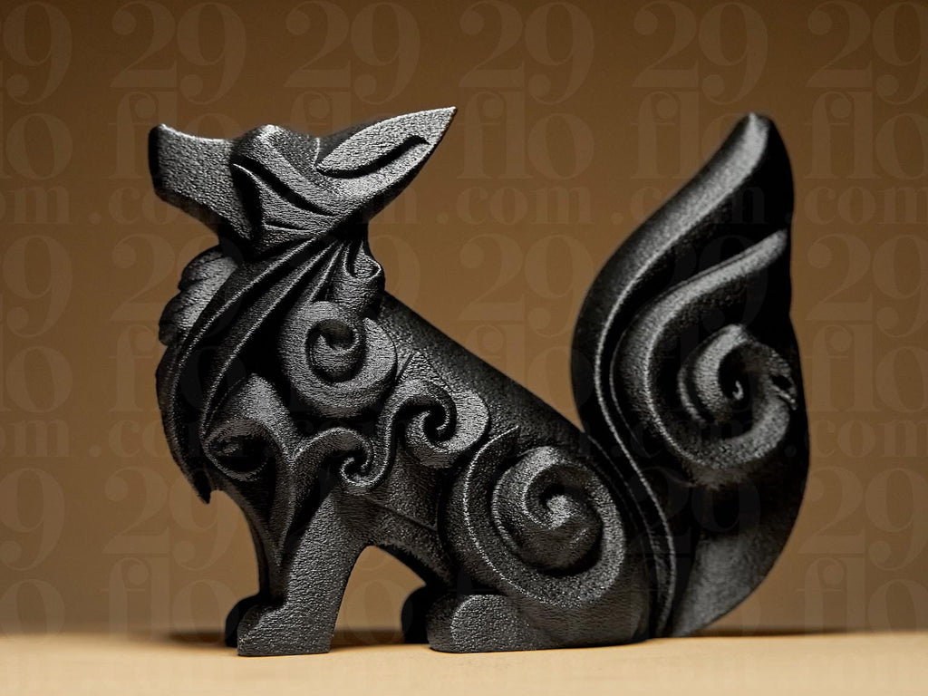 Statue renard décoratif – Sculpture animal design – Objet déco moderne – Renard stylisé noir – Décoration intérieure originale