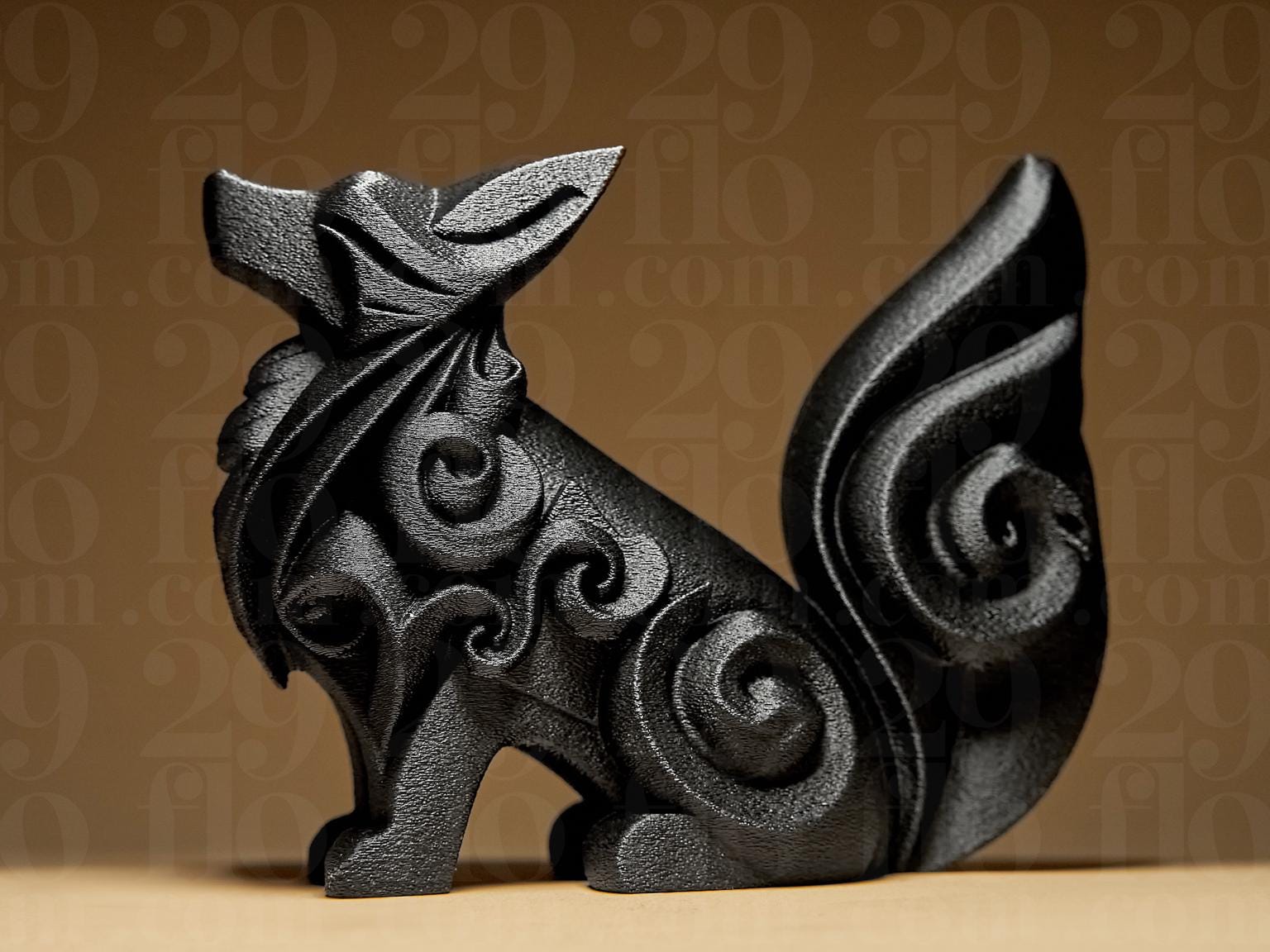 Statue renard décoratif – Sculpture animal design – Objet déco moderne – Renard stylisé noir – Décoration intérieure originale
