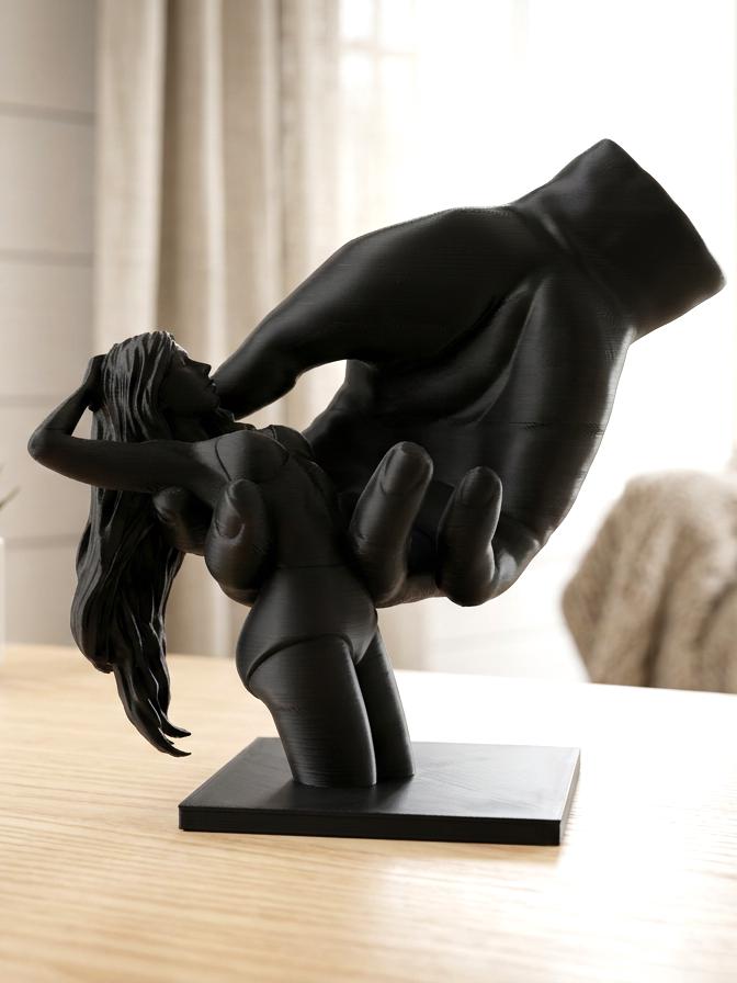 Statue artistique femme et main – Sculpture moderne sensuelle – Décoration design contemporaine – Art abstrait – Cadeau couple