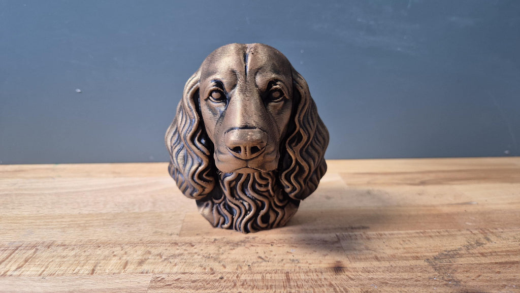 Buste Épagneul décoratif – Statue chien élégant – Sculpture effet bronze – Décoration maison – Cadeau amoureux des chiens