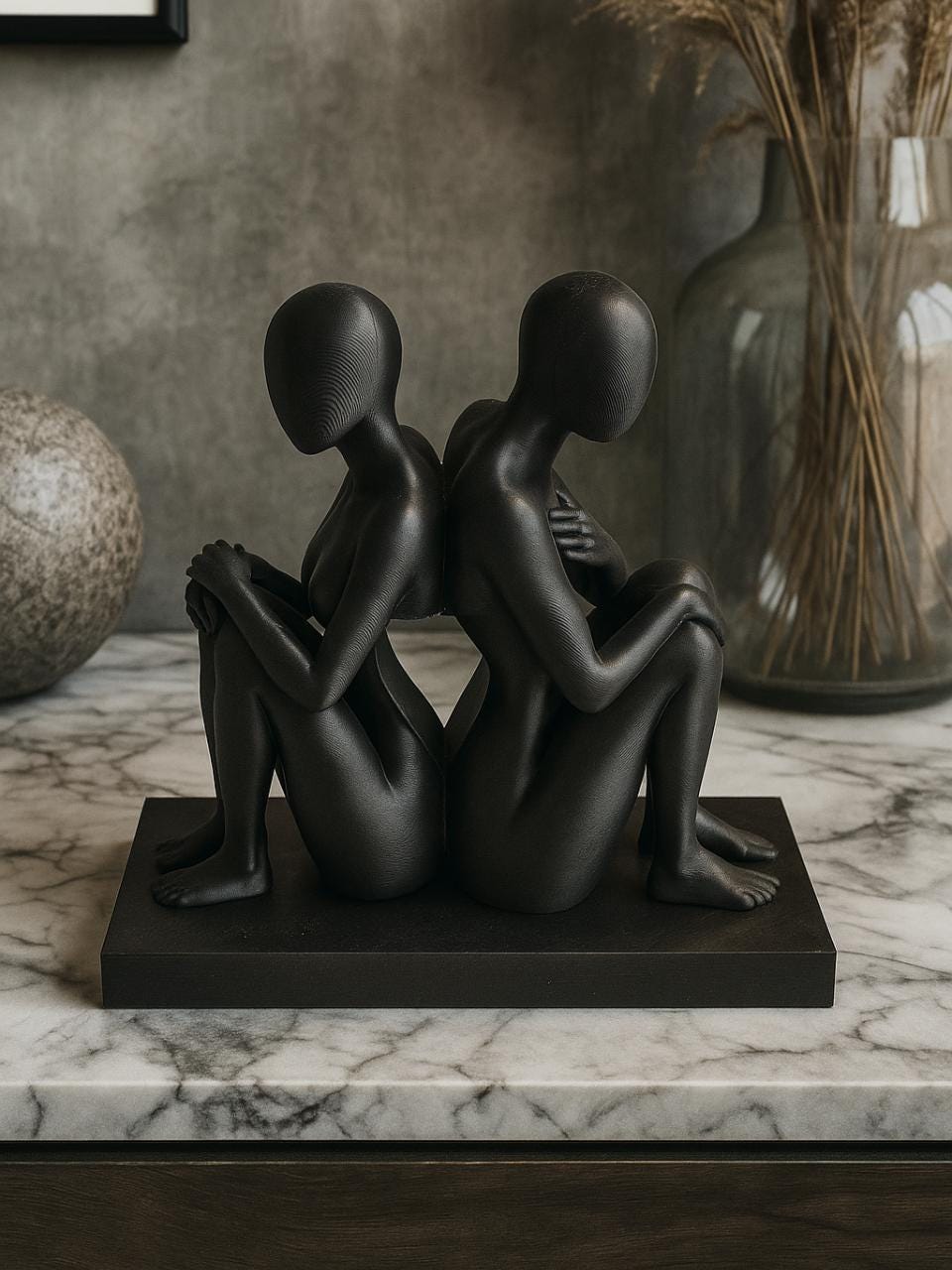 Statue Couple moderne – Sculpture amour & séparation – Décoration design minimaliste – Idée cadeau émotionnel