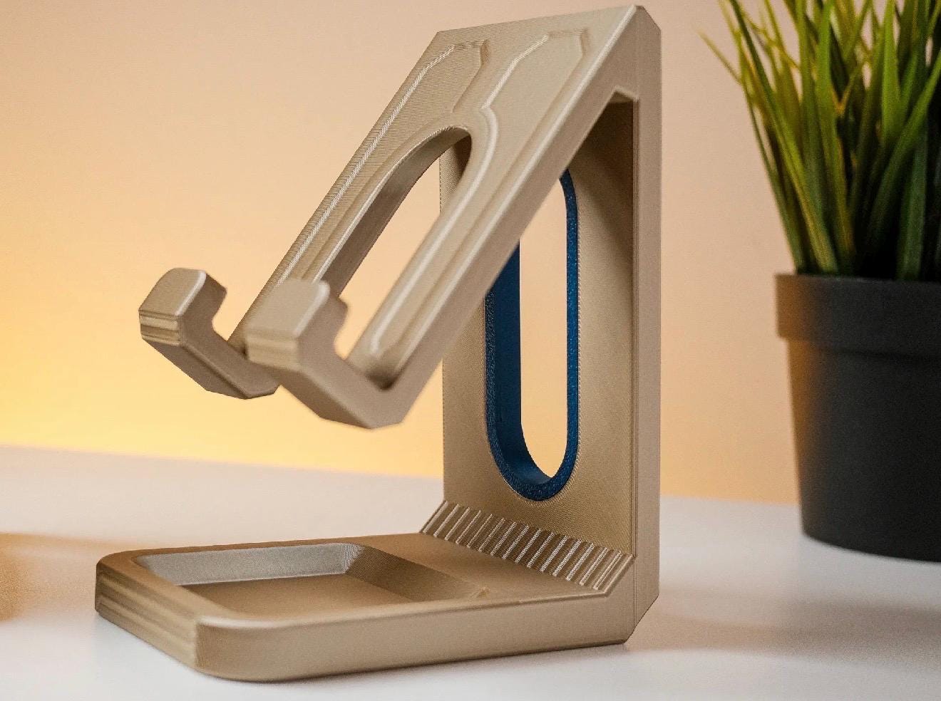 Support téléphone avec rangement AirPods – Support smartphone design moderne – Dock bureau minimaliste – Cadeau pratique