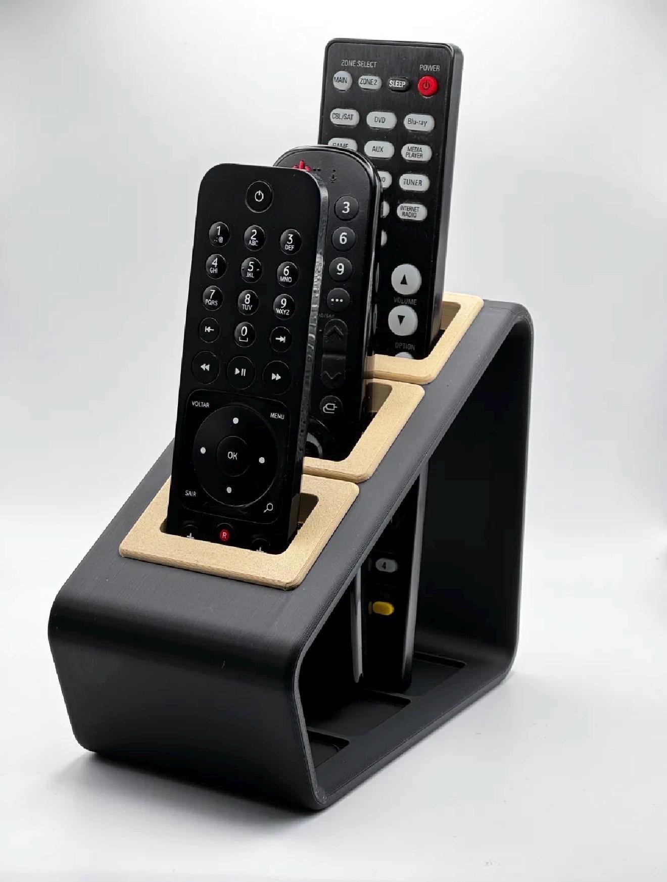 Support télécommandes 3 emplacements – Organisateur salon – Range télécommandes design – Support bureau / table basse
