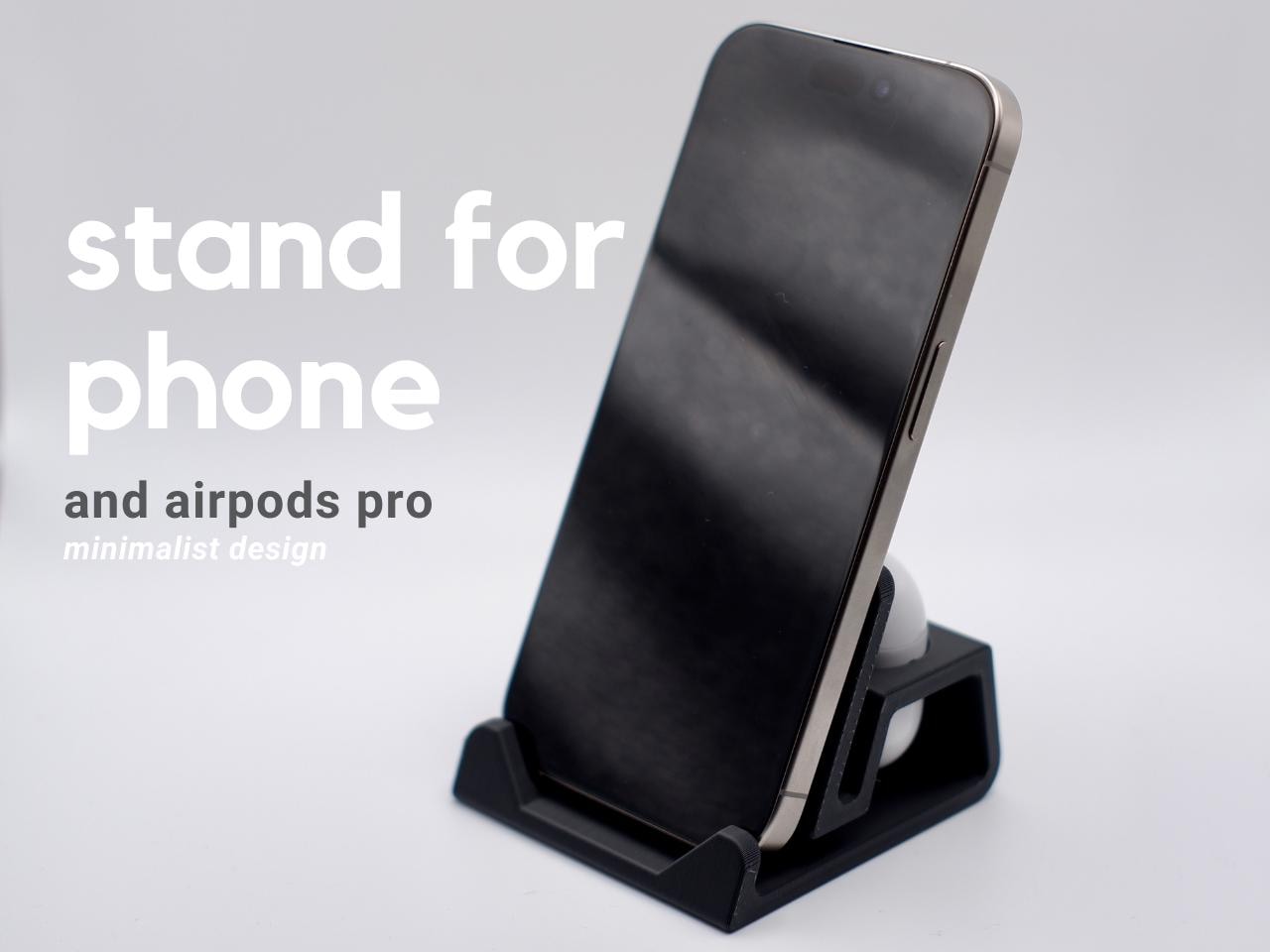 Support téléphone bureau | support smartphone 3D | dock AirPods | accessoire bureau minimaliste | idée cadeau tech