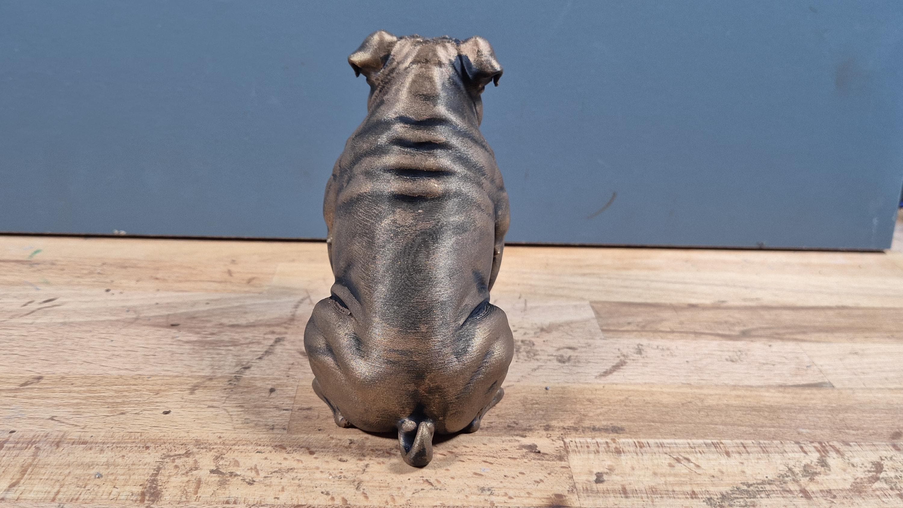 Sculpture Bulldog Anglais Design – Statue Décorative Haut de Gamme Imprimée en 3D Effet Bronze