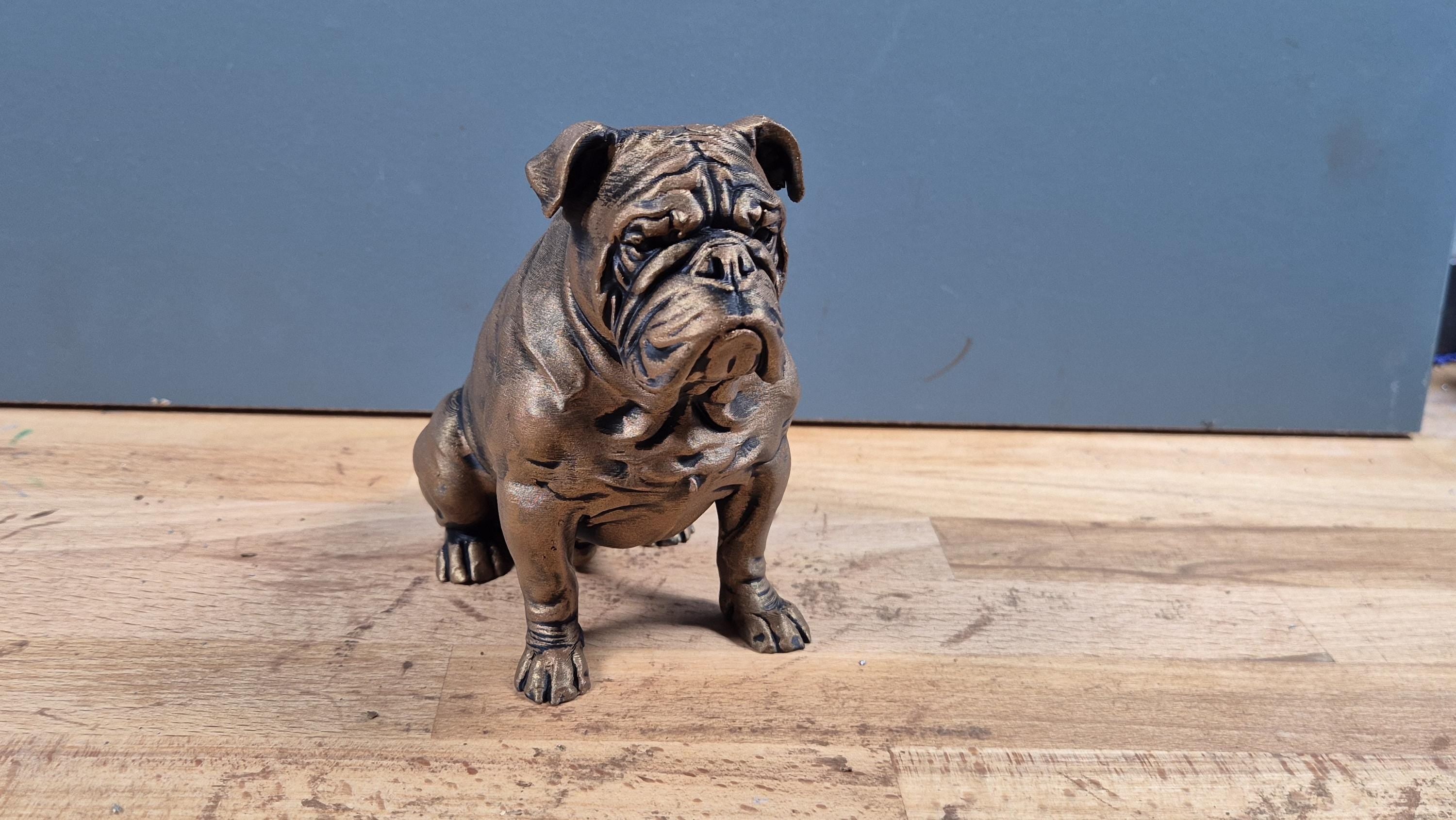 Sculpture Bulldog Anglais Design – Statue Décorative Haut de Gamme Imprimée en 3D Effet Bronze