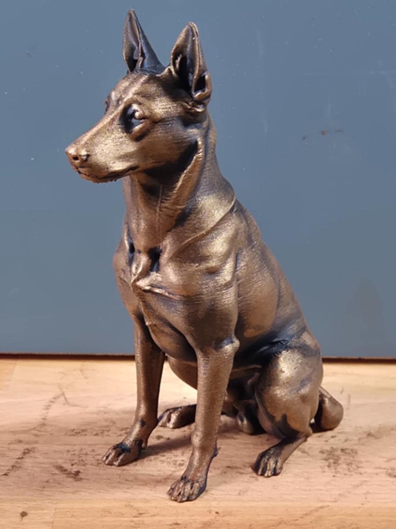 Statue Berger Malinois Bronze – Sculpture Chien Moderne en Impression 3D | Décoration Élégante & Cadeau Passion Chien