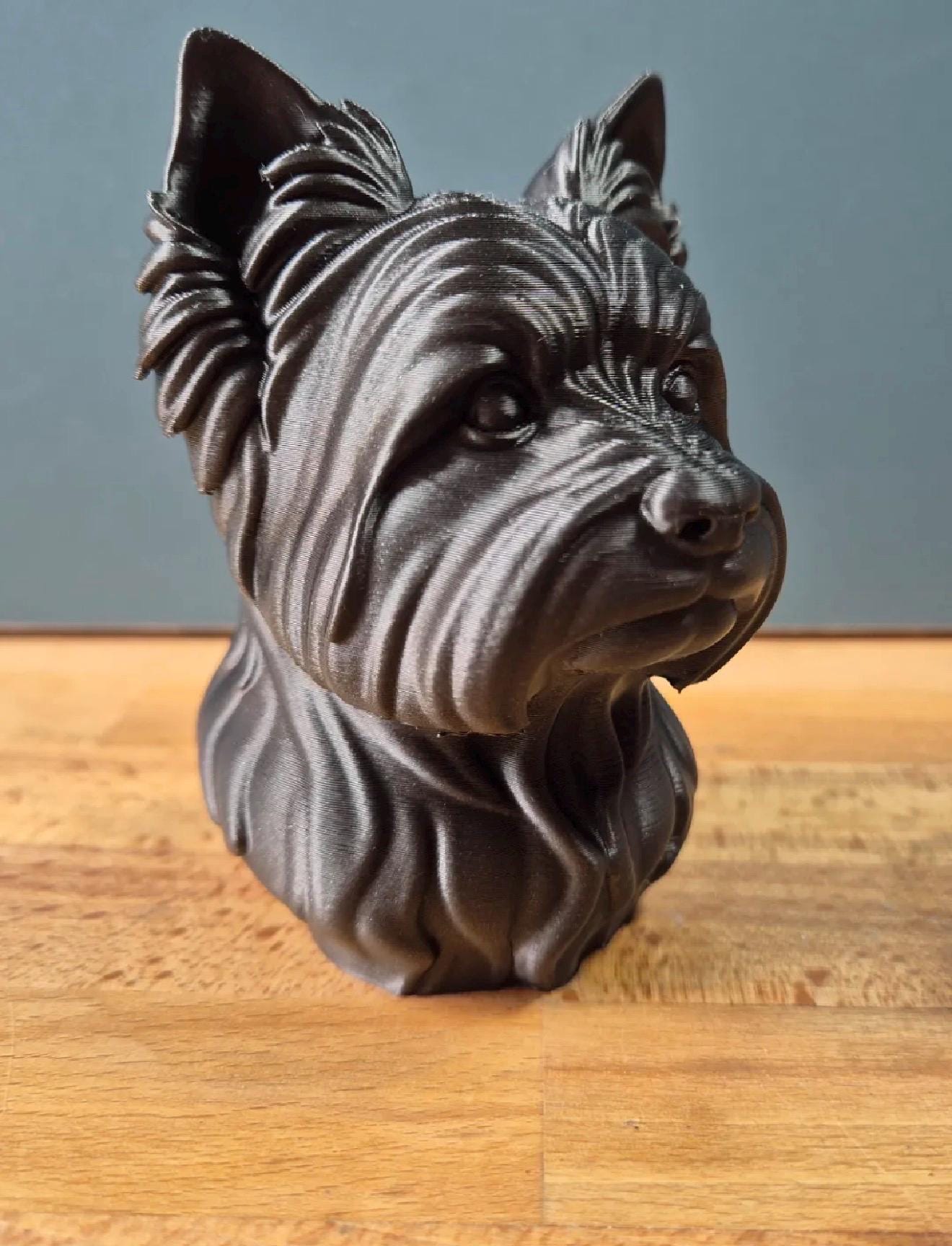 Buste Yorkshire – Statue chien réaliste – Sculpture Yorkshire terrier – Décoration maison – Cadeau amoureux des chiens