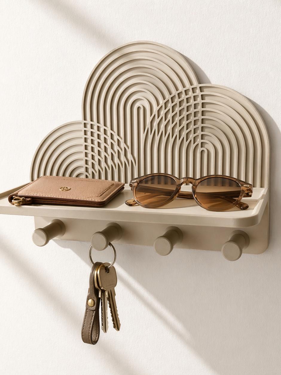 Porte-clés mural avec étagère | Décoration d’entrée moderne | Support mural design minimaliste | Rangement clés, lunettes et accessoires