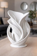 Vase Design Moderne Blanc – Sculpture Florale Élégante en Impression 3D | Décoration Intérieure Contemporaine