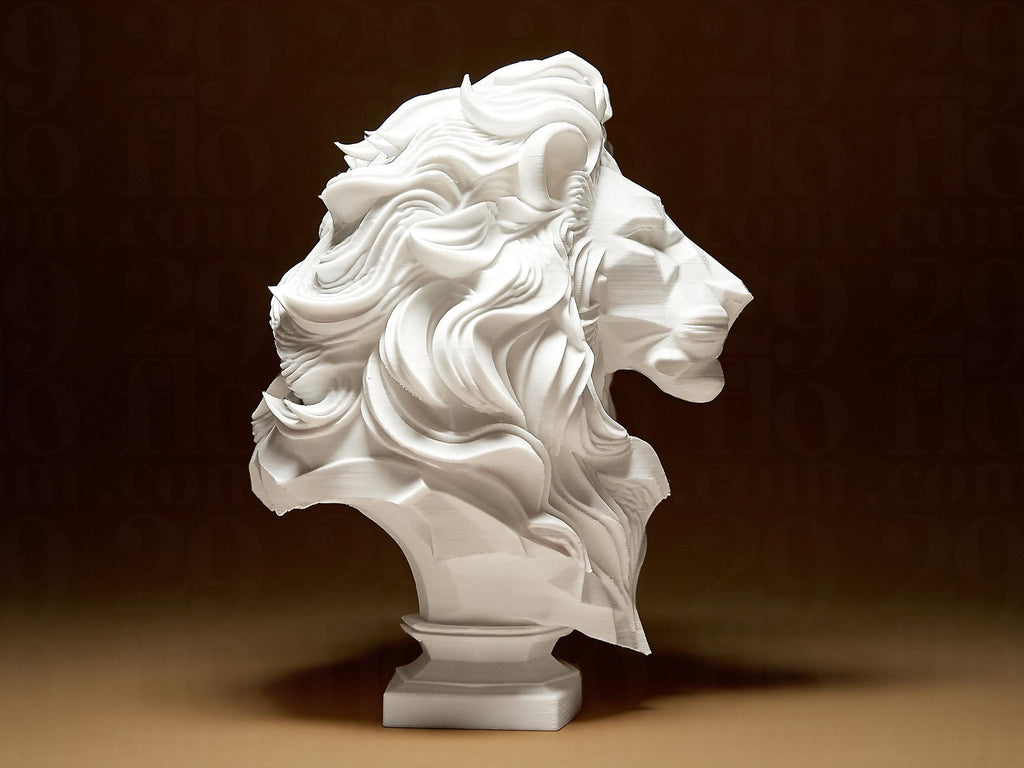 Buste Lion Abstrait Moderne – Sculpture Artistique Géométrique en Impression 3D | Décoration Luxe Contemporaine