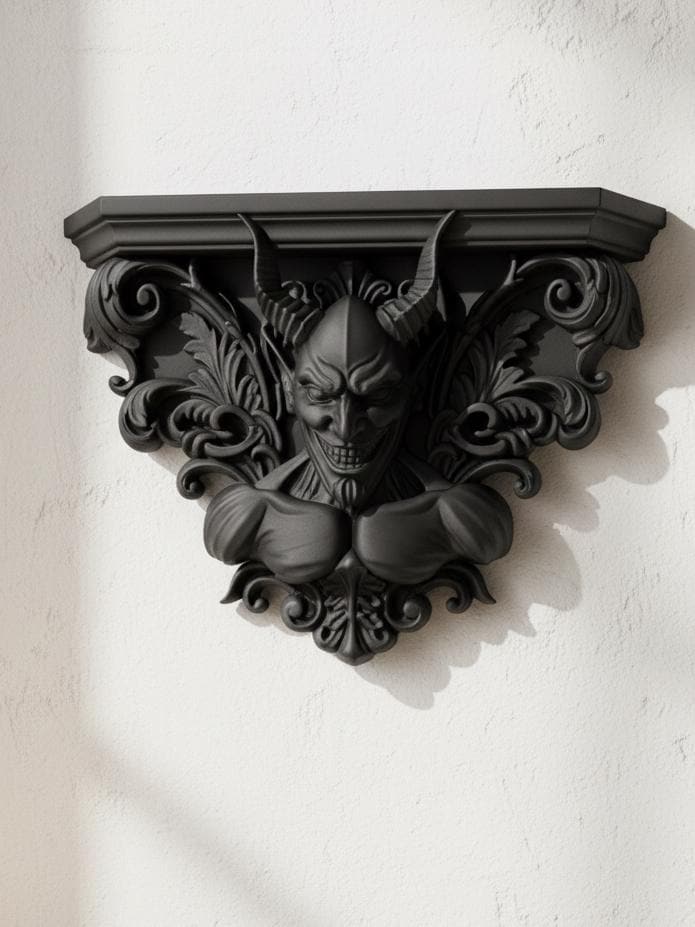 Étagère Murale Gothique Démon – Décoration Dark Fantasy en Impression 3D | Support Mural Style Médiéval