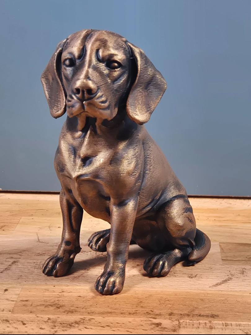 Statue Beagle Bronze Antique – Sculpture Chien Imprimée en 3D – Figurine Décorative